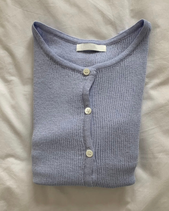Slim Rib Button Cardigan