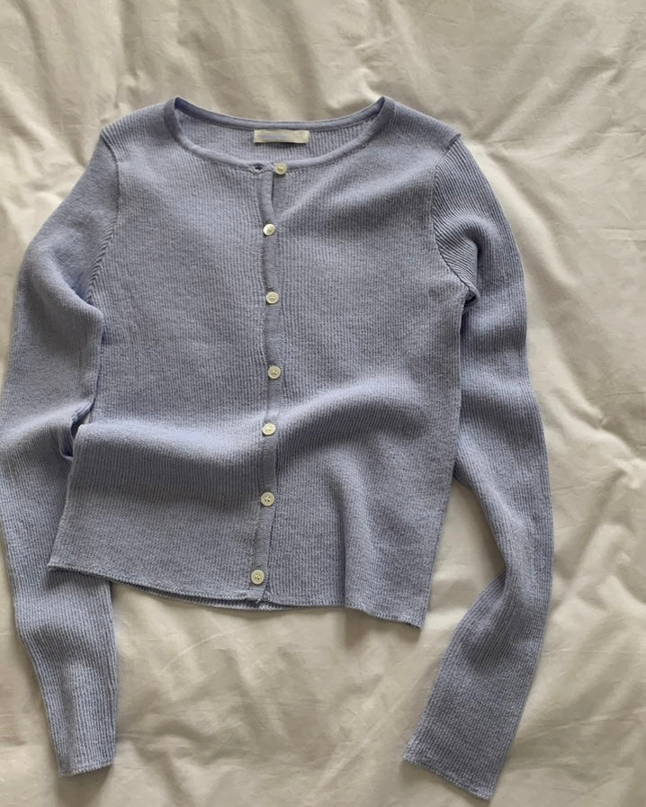 Slim Rib Button Cardigan