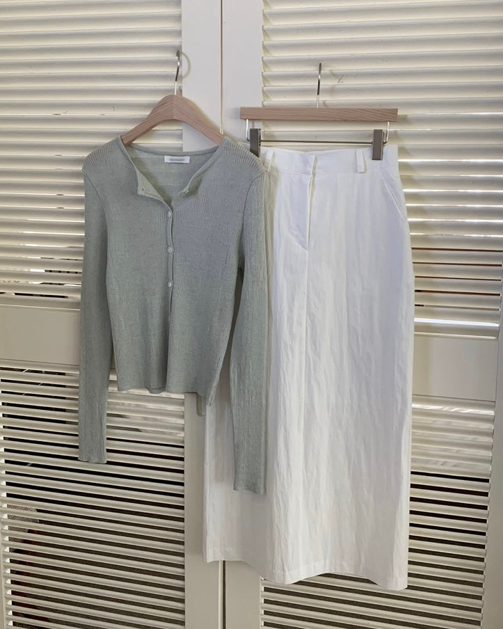 Slim Rib Button Cardigan