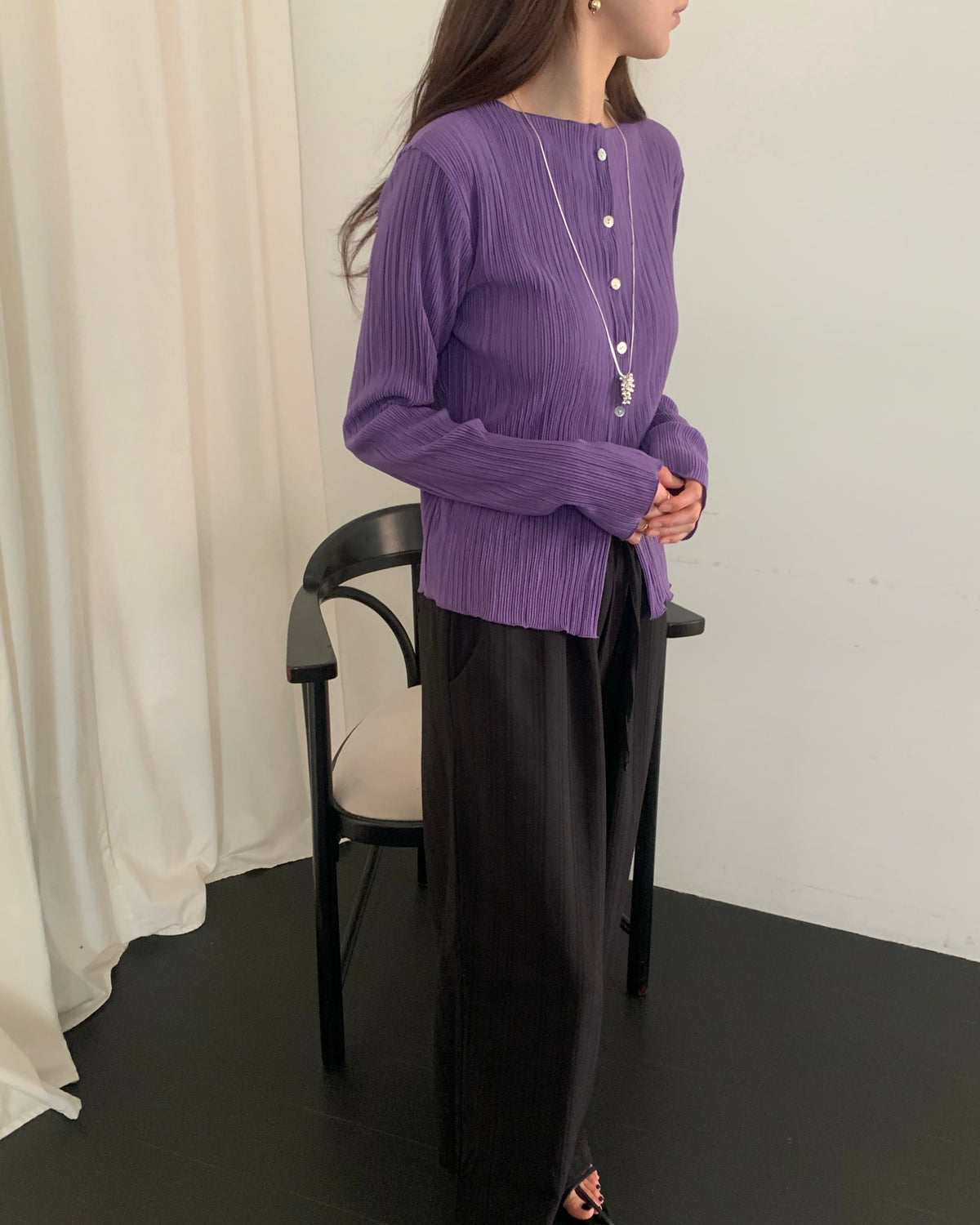 Accordion Pleat Cardigan