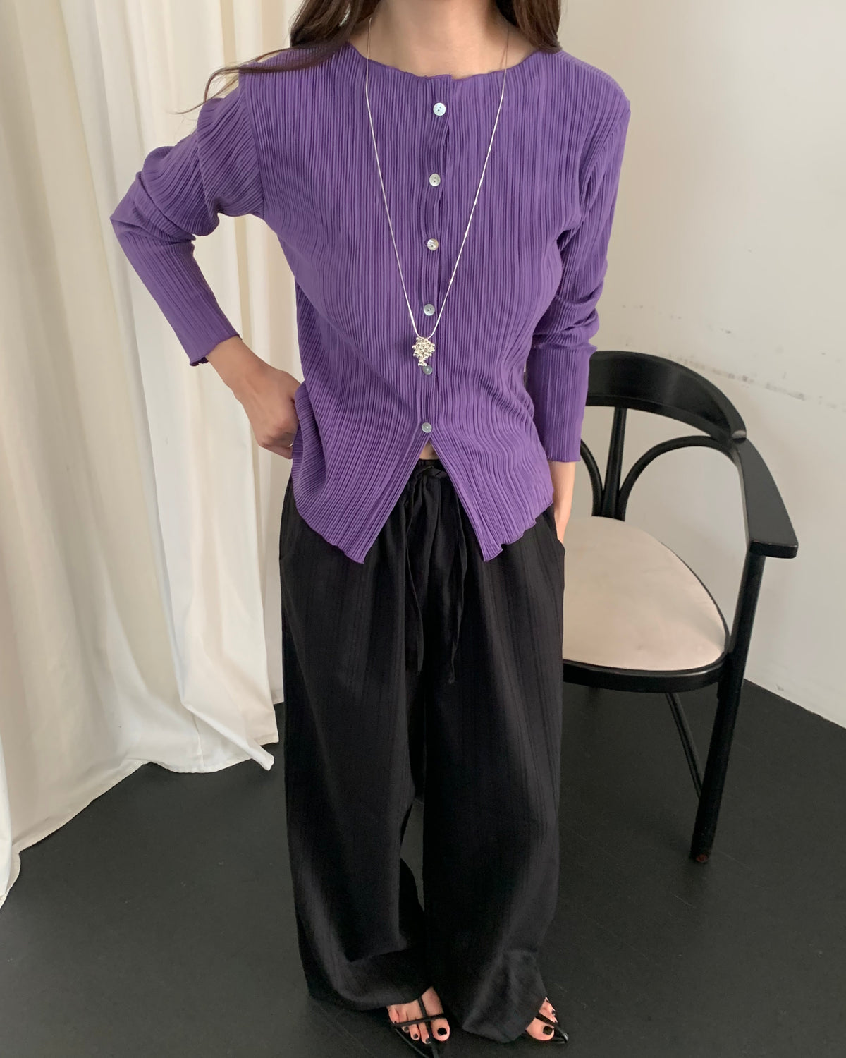 Accordion Pleat Cardigan