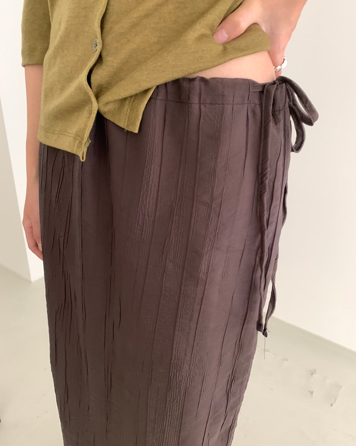 Side Tie Crinkle Skirt