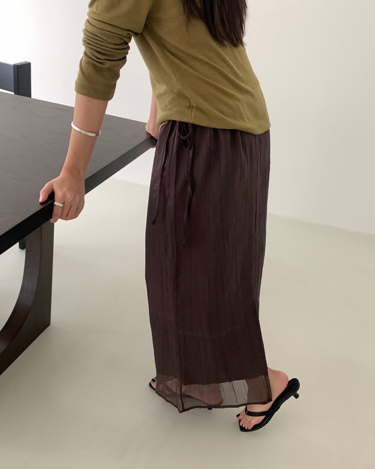 Side Tie Crinkle Skirt
