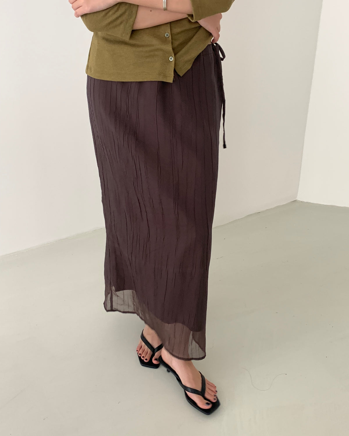 Side Tie Crinkle Skirt