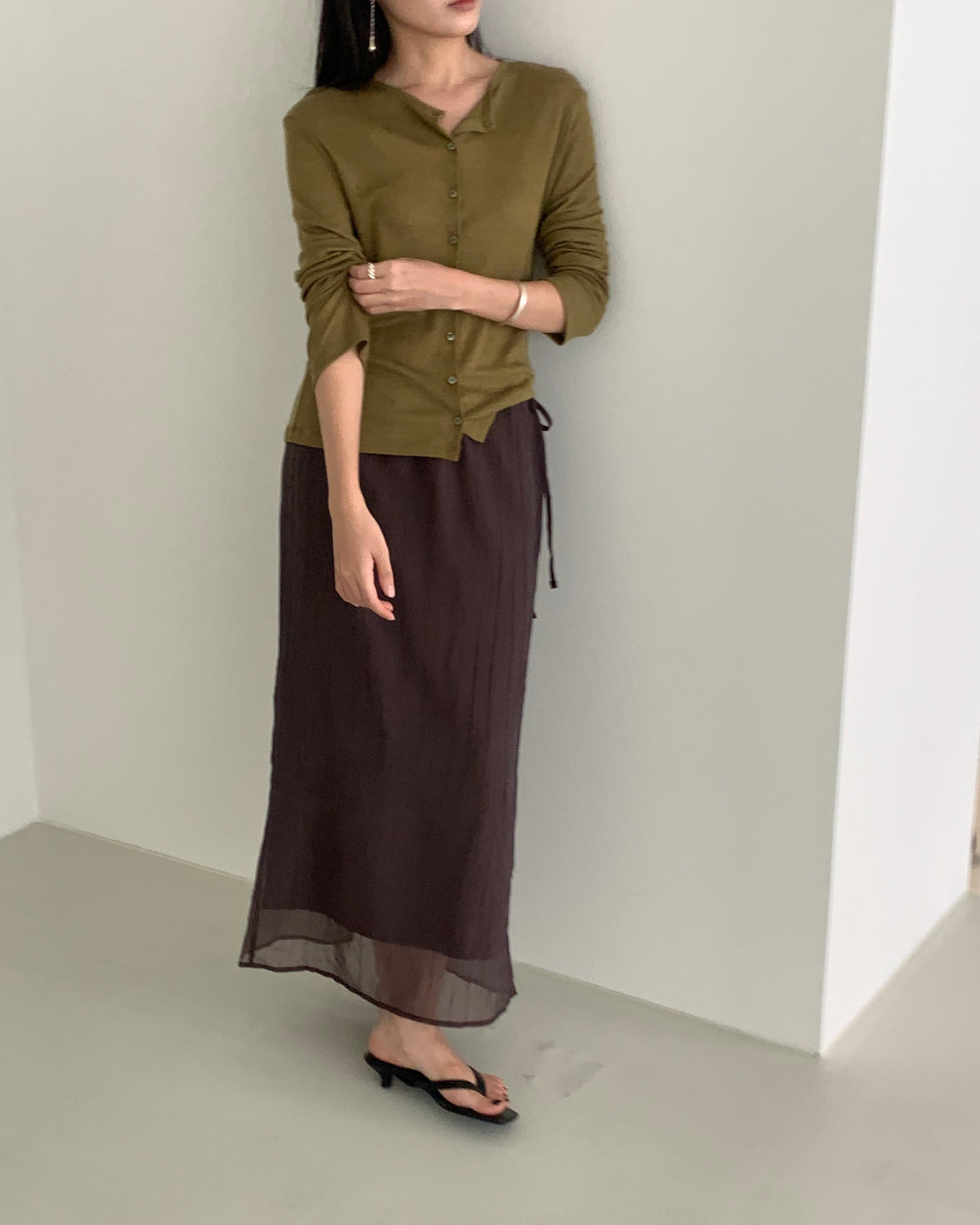 Side Tie Crinkle Skirt