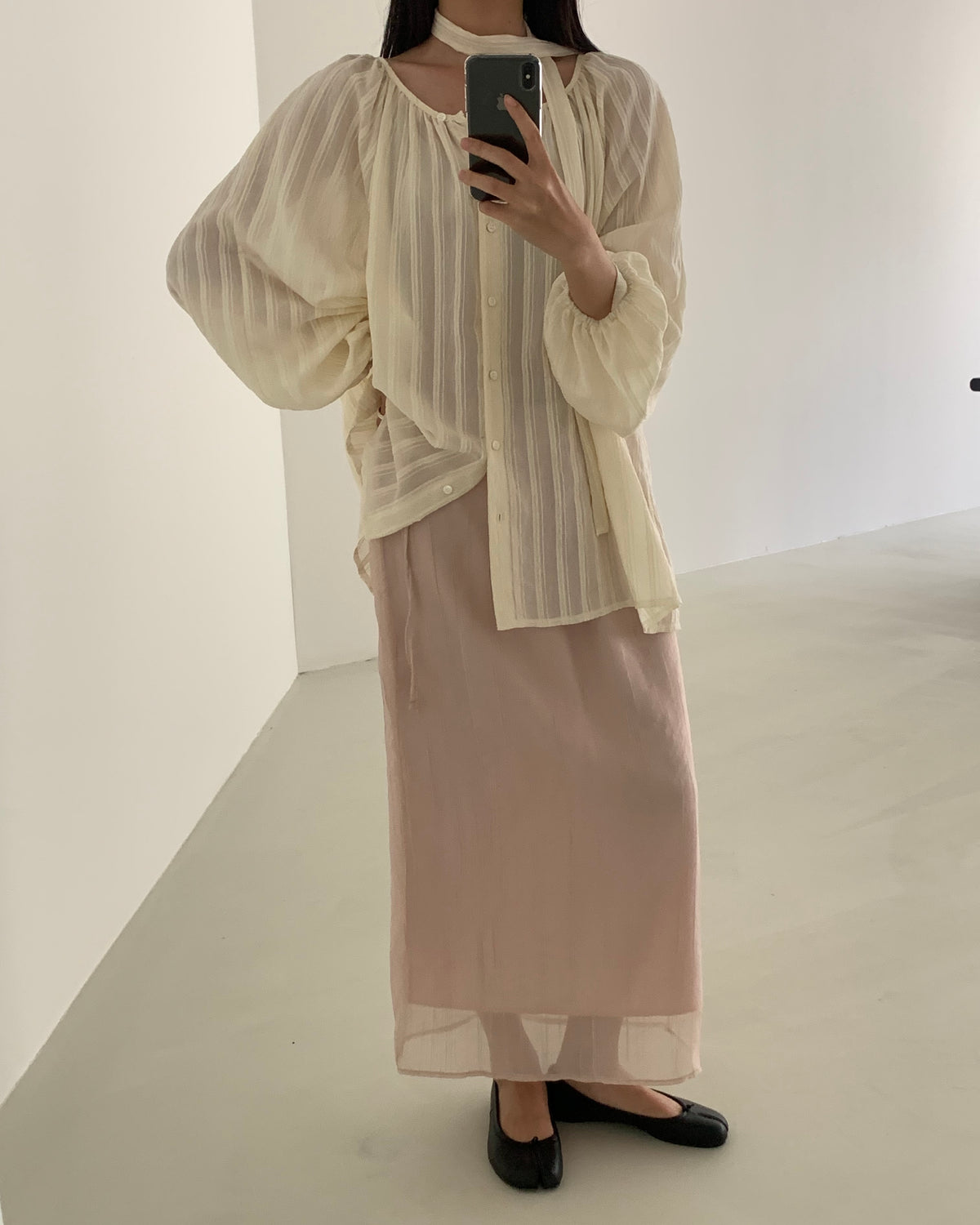 Side Tie Crinkle Skirt