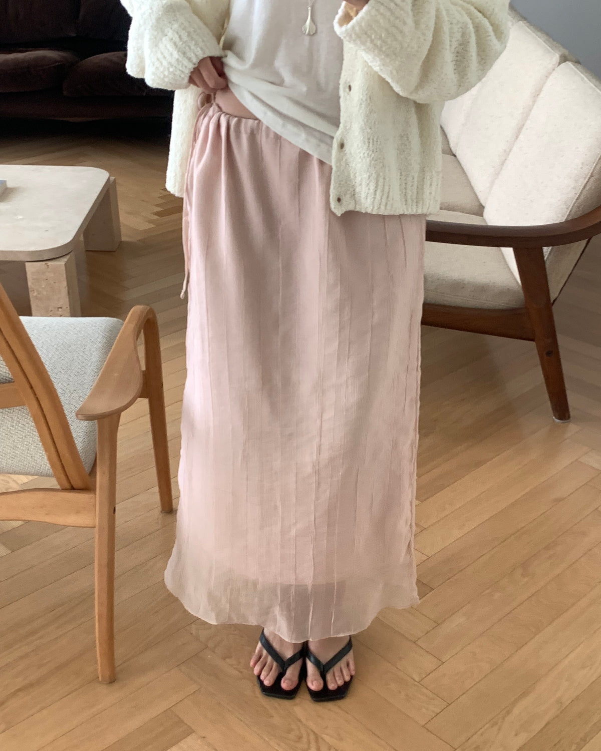 Side Tie Crinkle Skirt