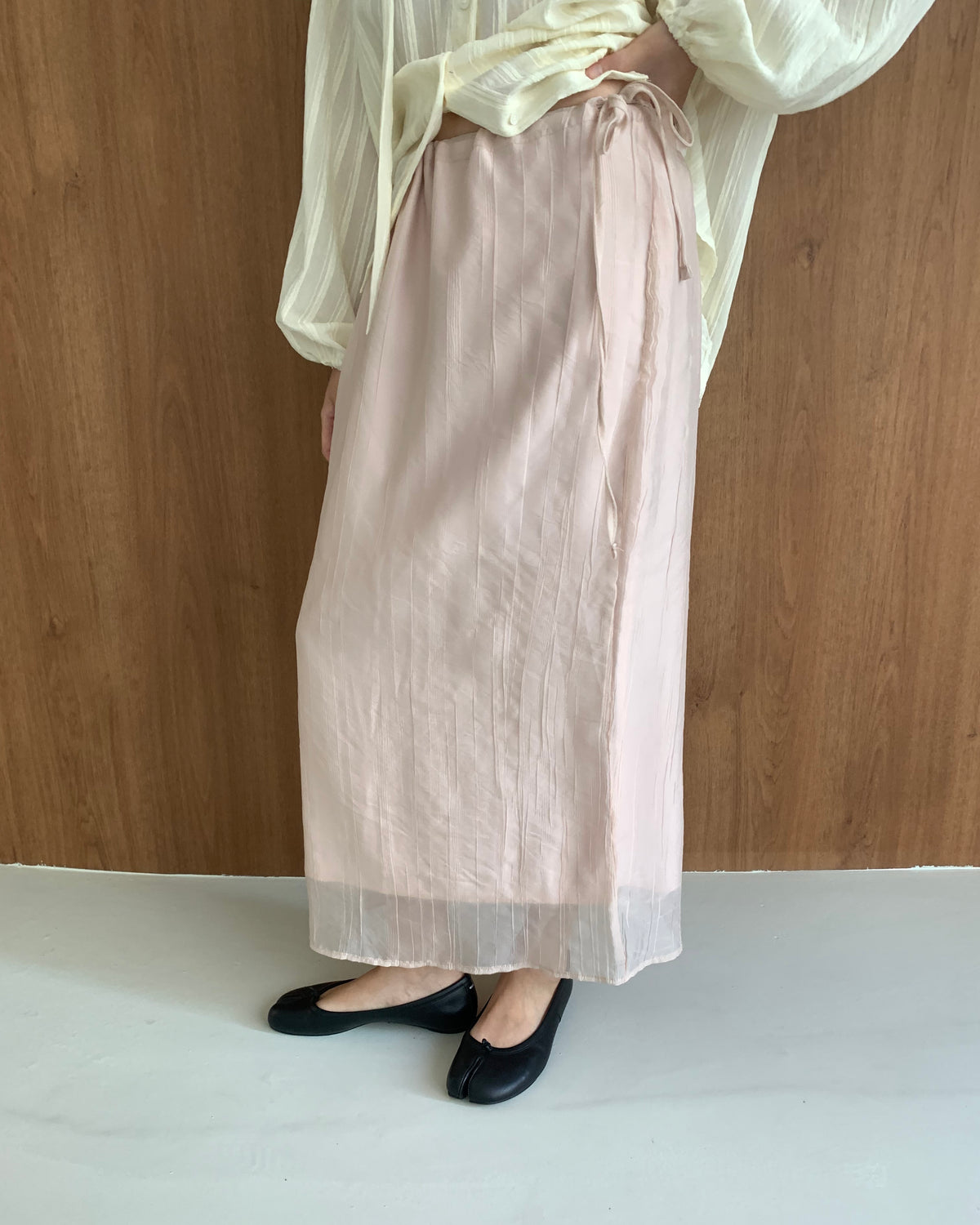 Side Tie Crinkle Skirt
