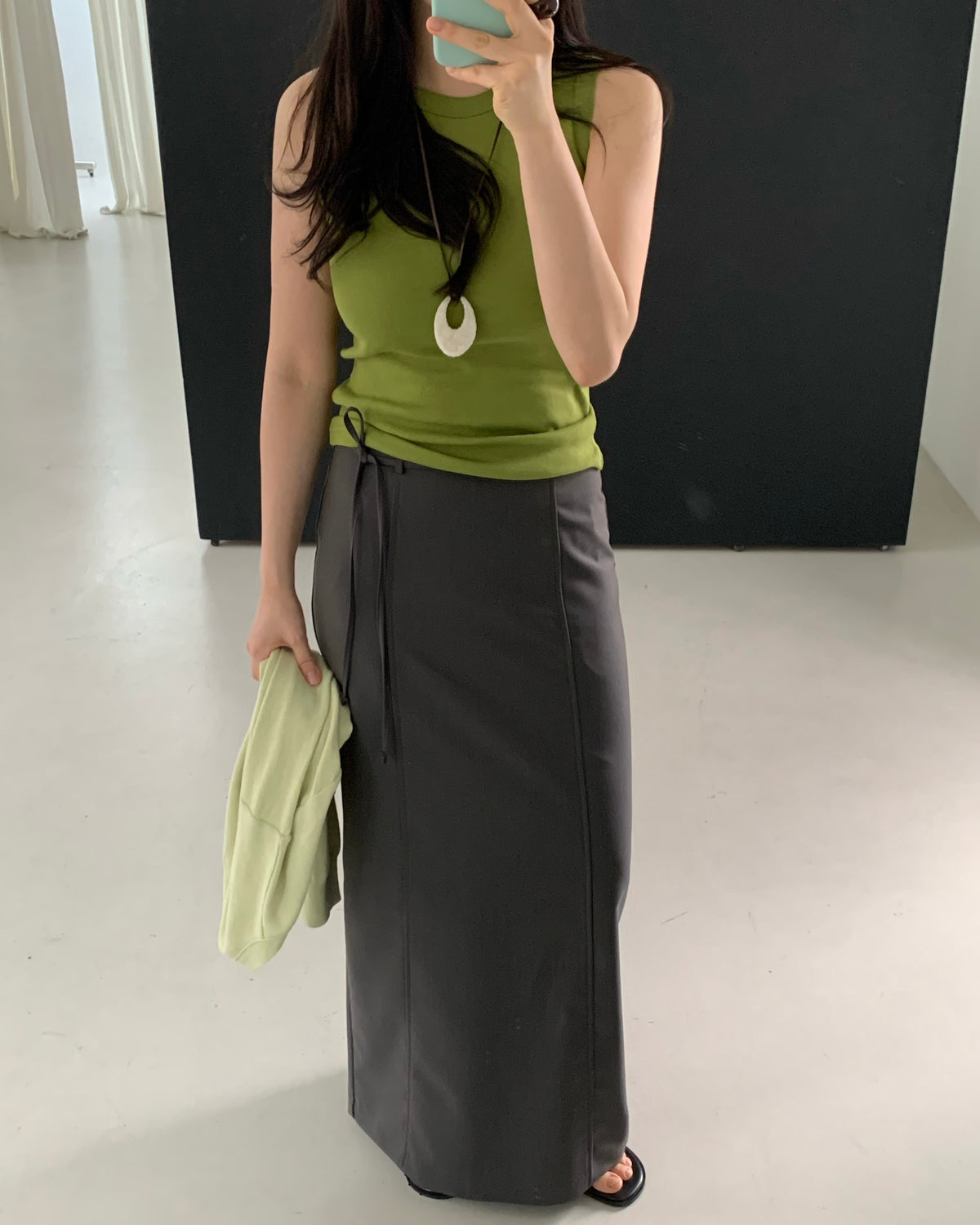 Low Rise Tailored Maxi Skirt