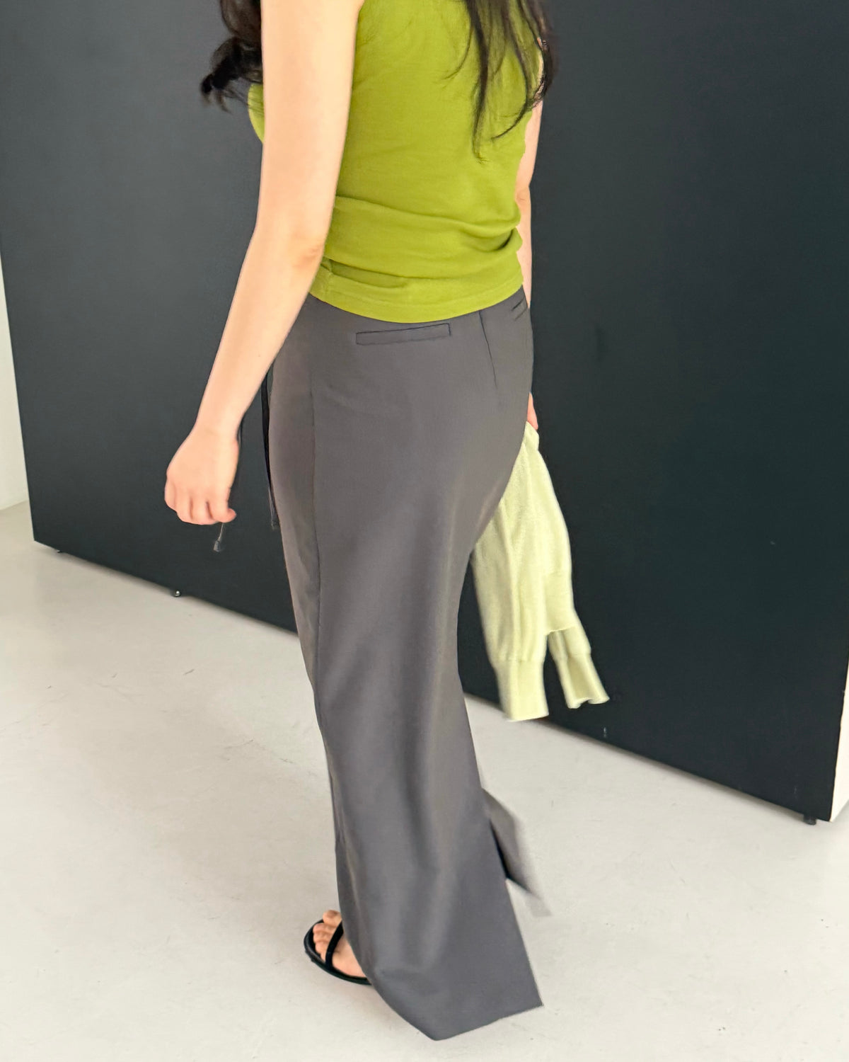 Low Rise Tailored Maxi Skirt