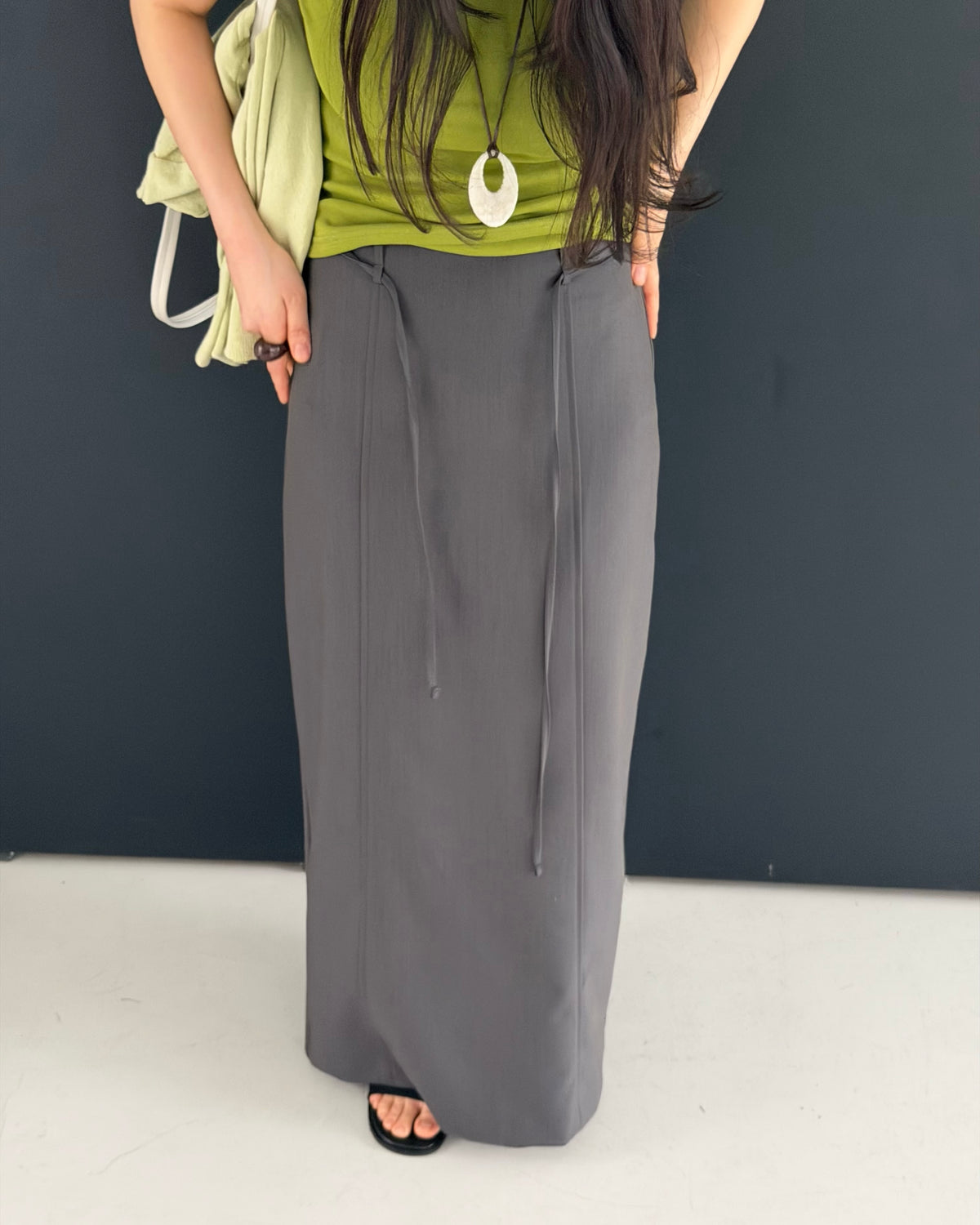 Low Rise Tailored Maxi Skirt