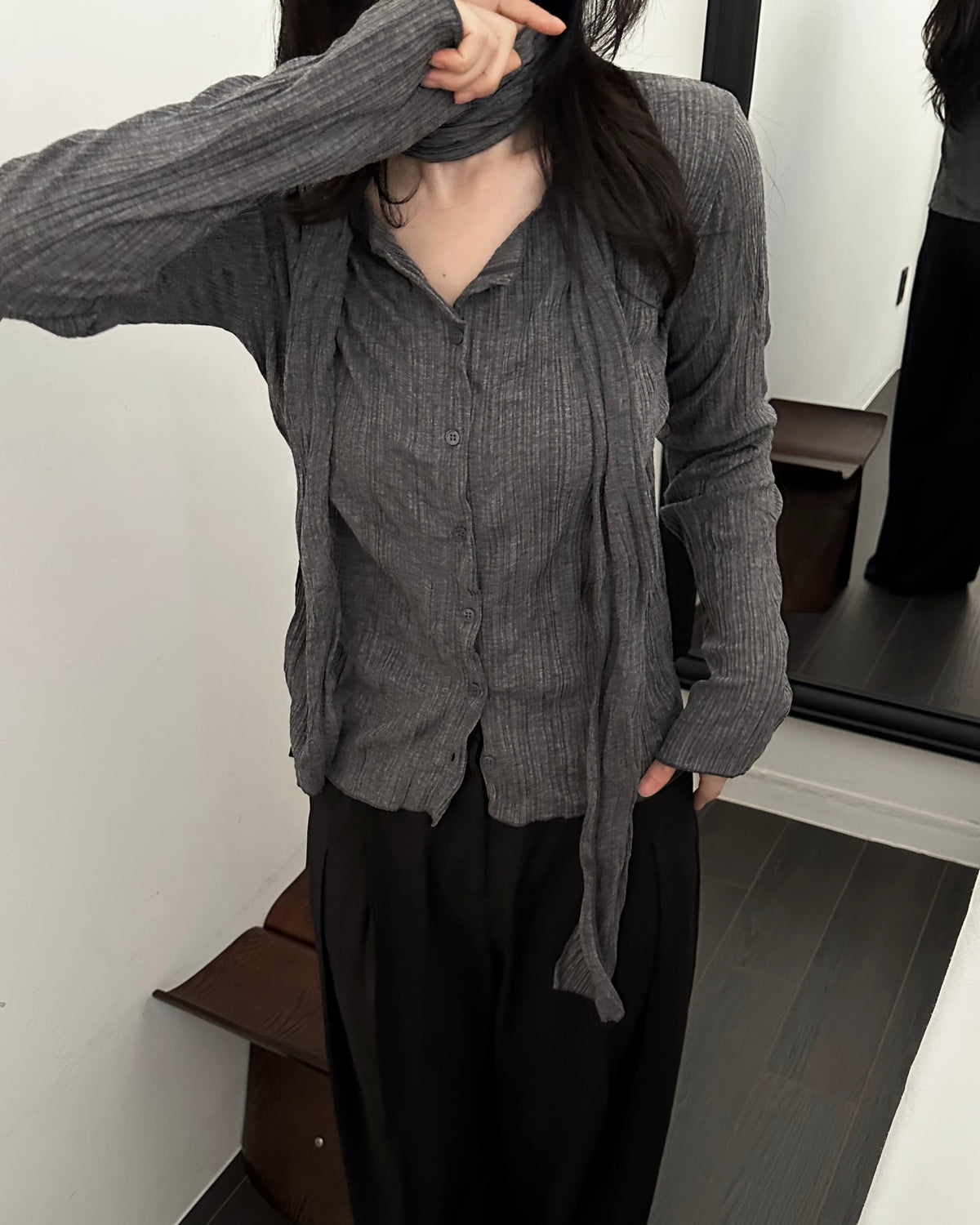 Crinkle Scarf Cardigan