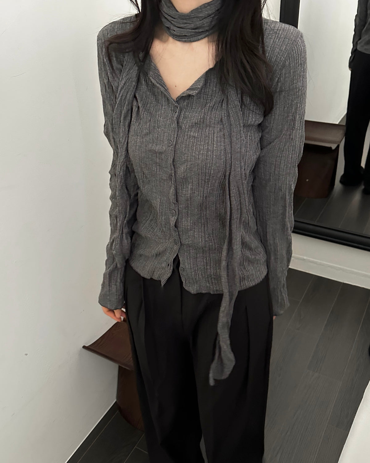 Crinkle Scarf Cardigan