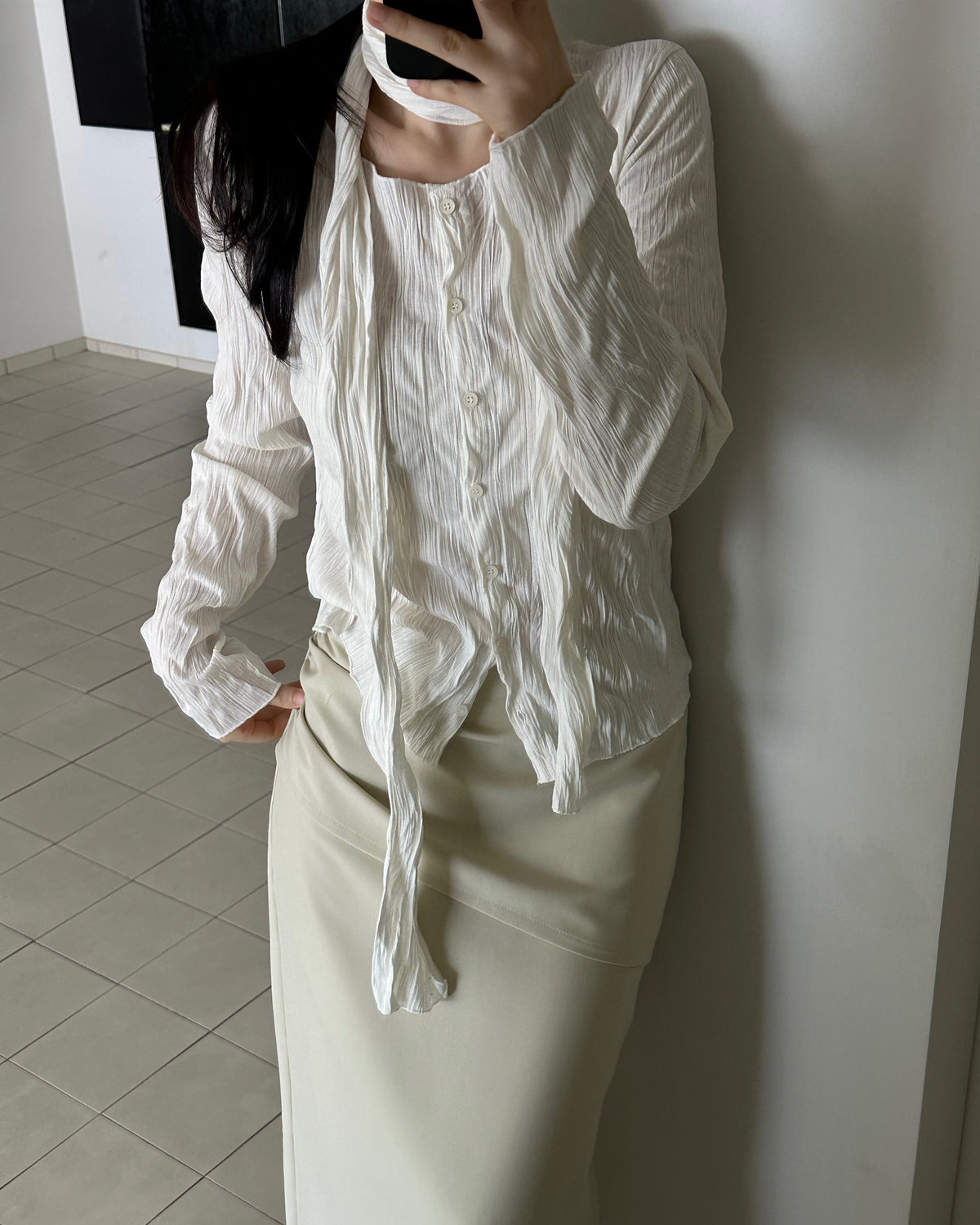 Crinkle Scarf Cardigan