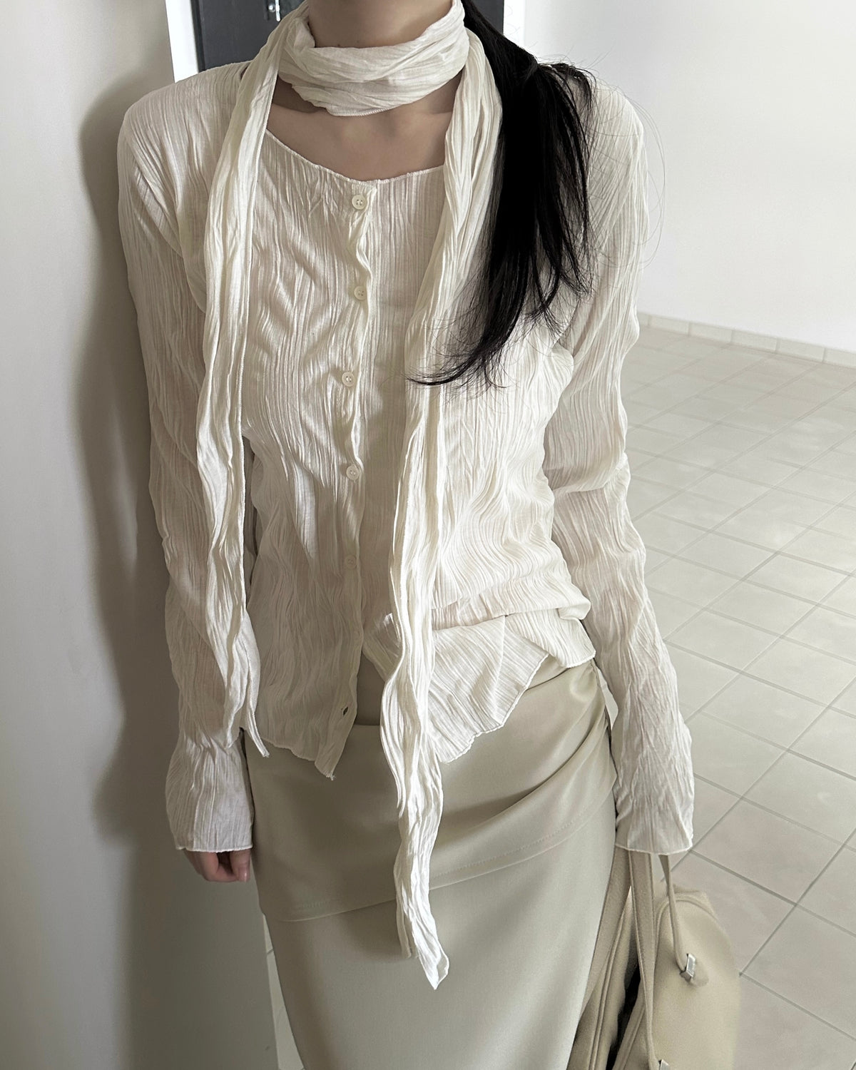 Crinkle Scarf Cardigan