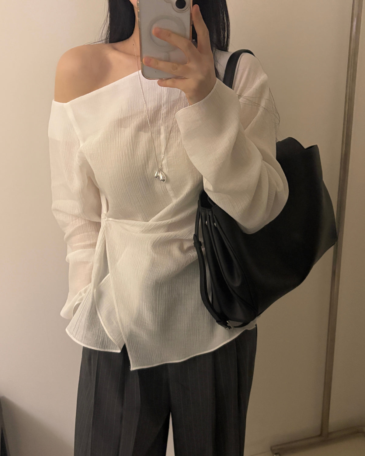 One-Shoulder Wrap Blouse
