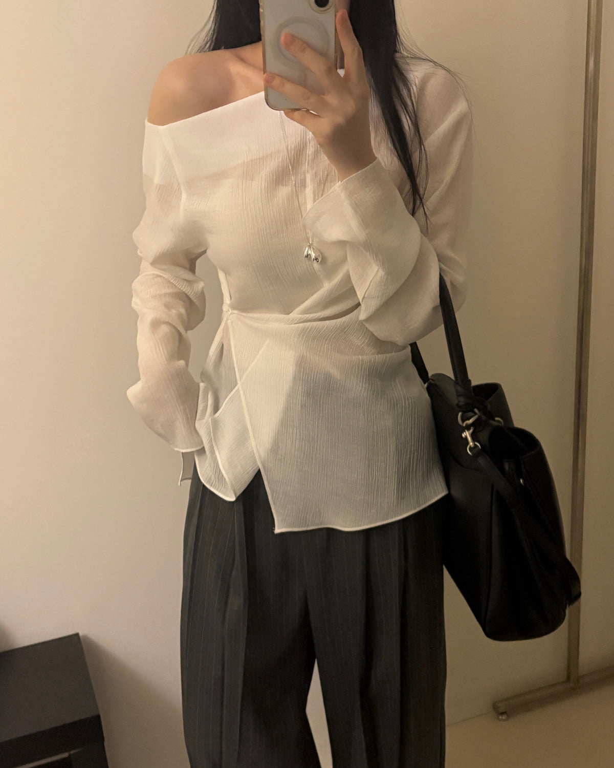 One-Shoulder Wrap Blouse