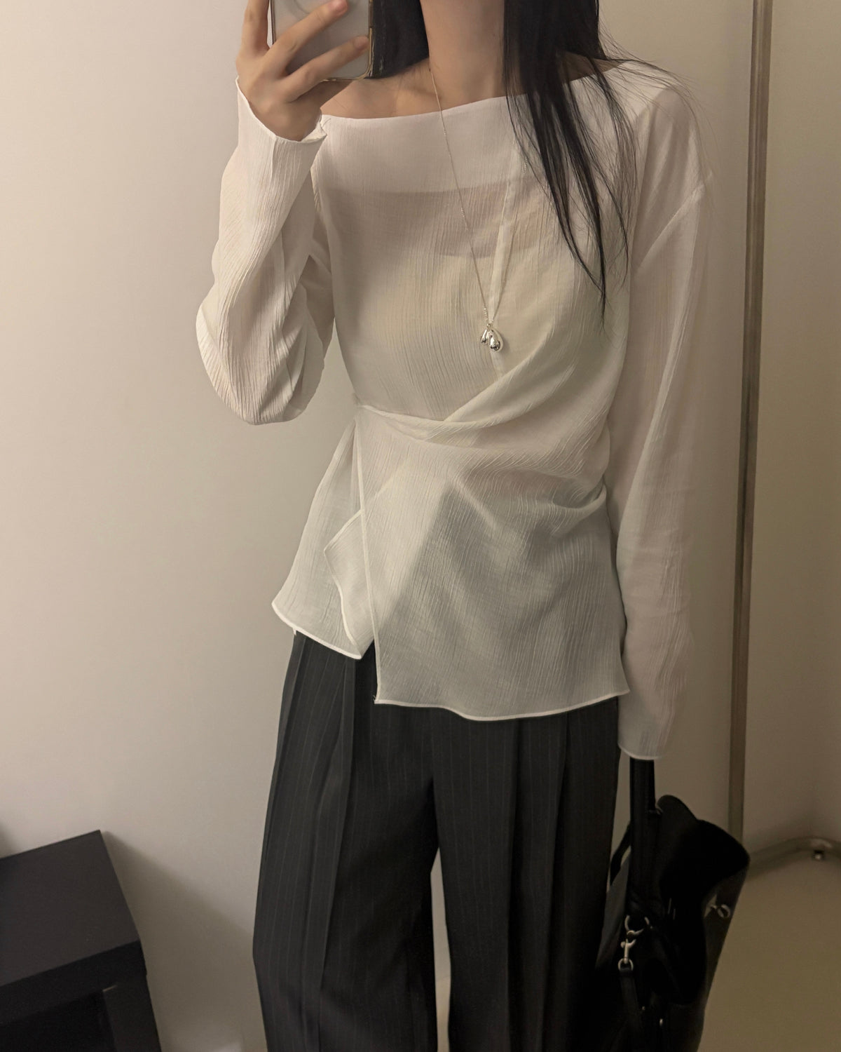 One-Shoulder Wrap Blouse