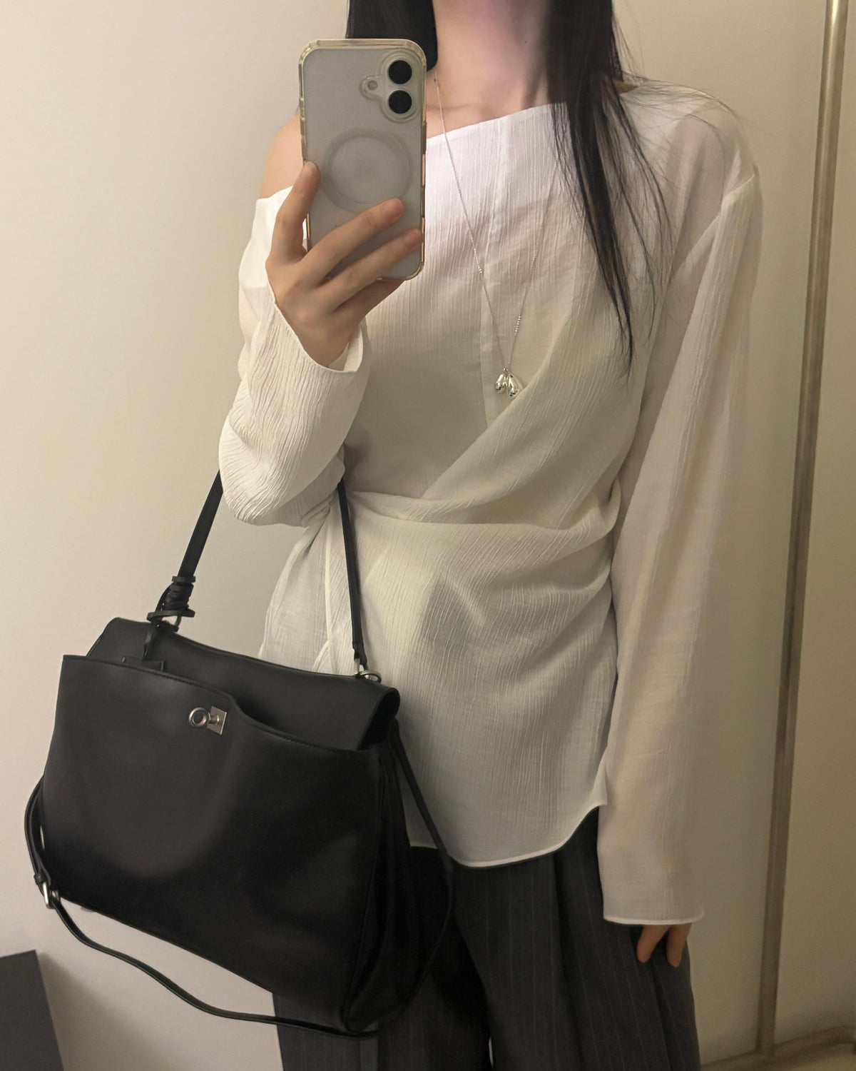 One-Shoulder Wrap Blouse