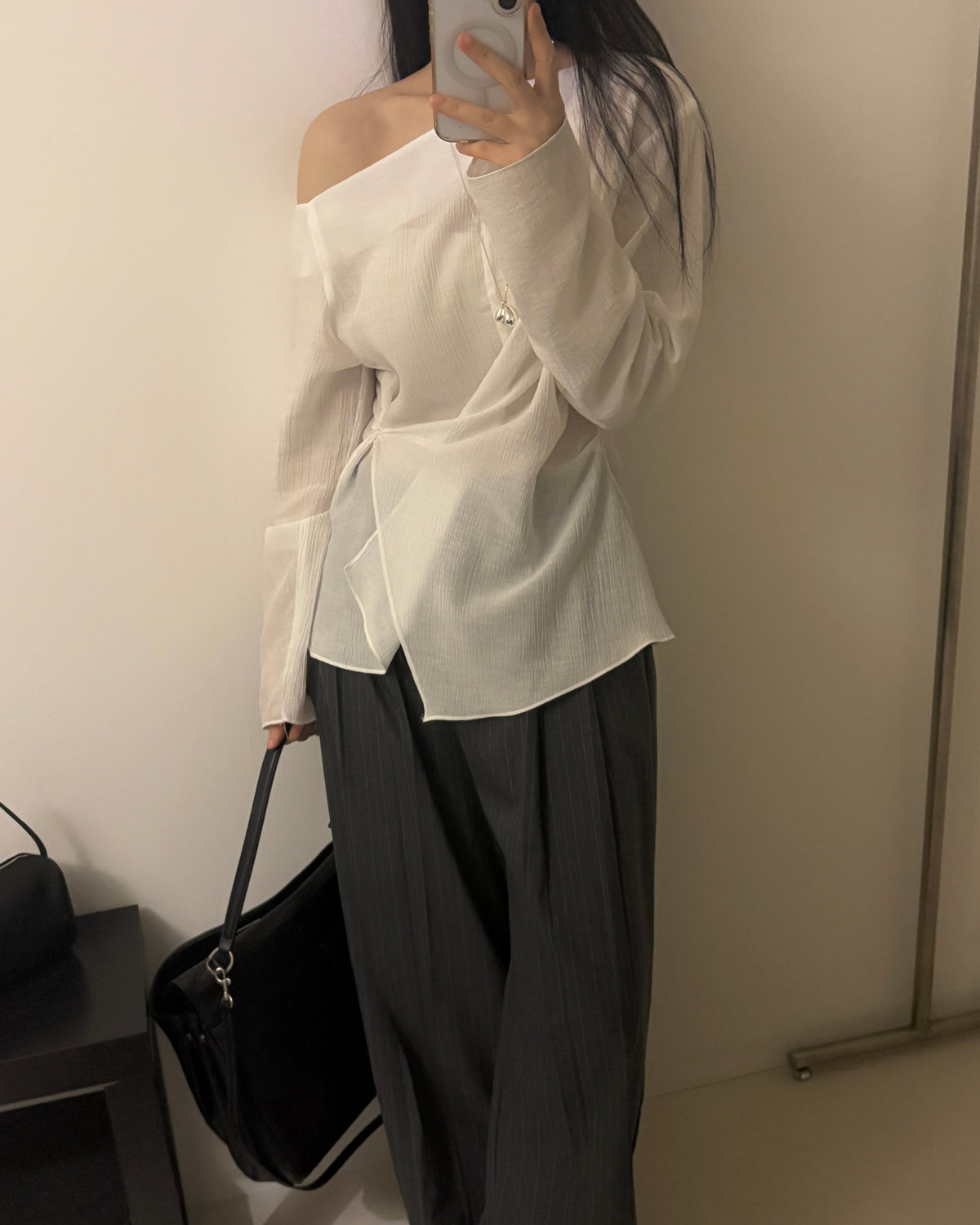 One-Shoulder Wrap Blouse