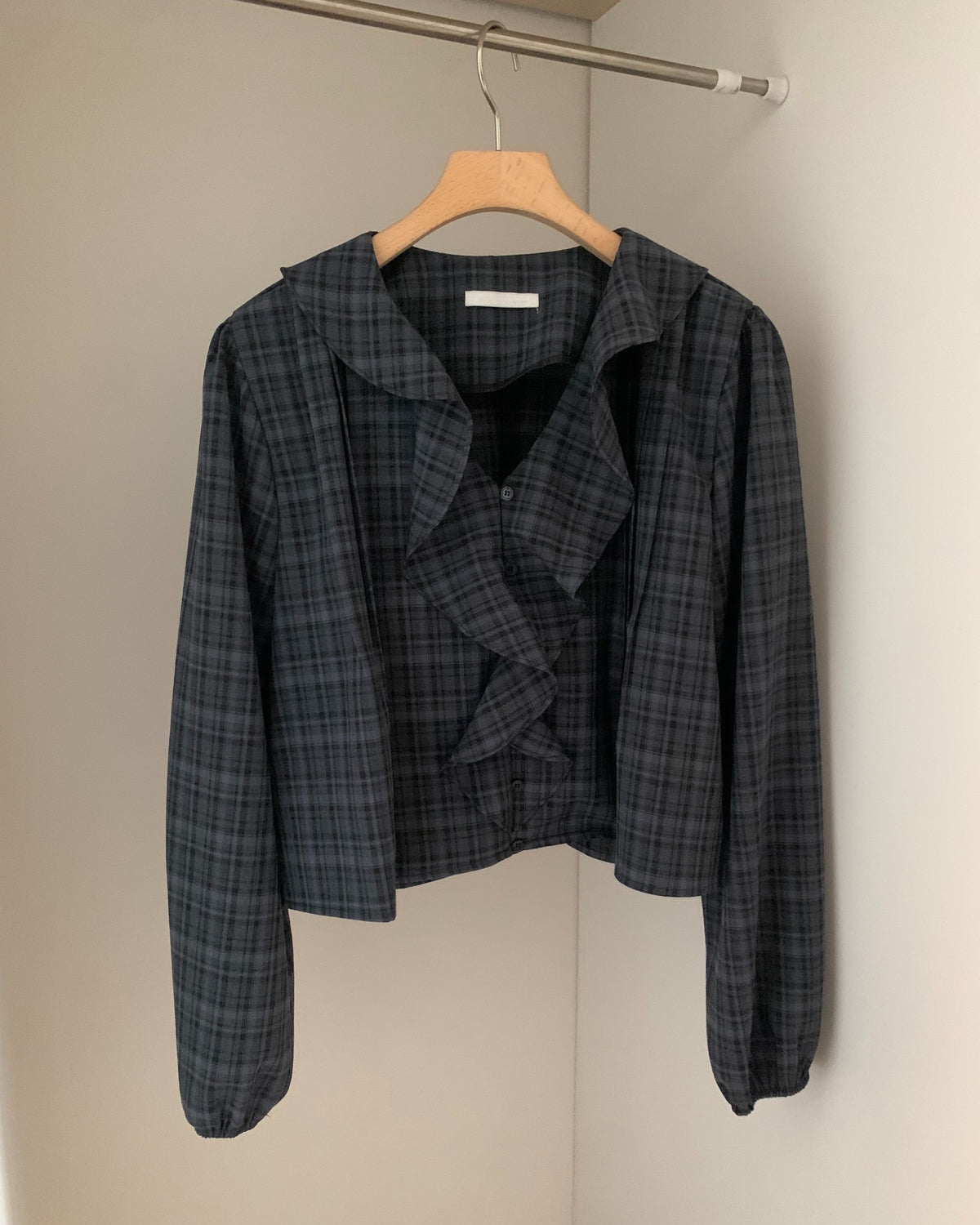 Vintage Check Ruffle Blouse