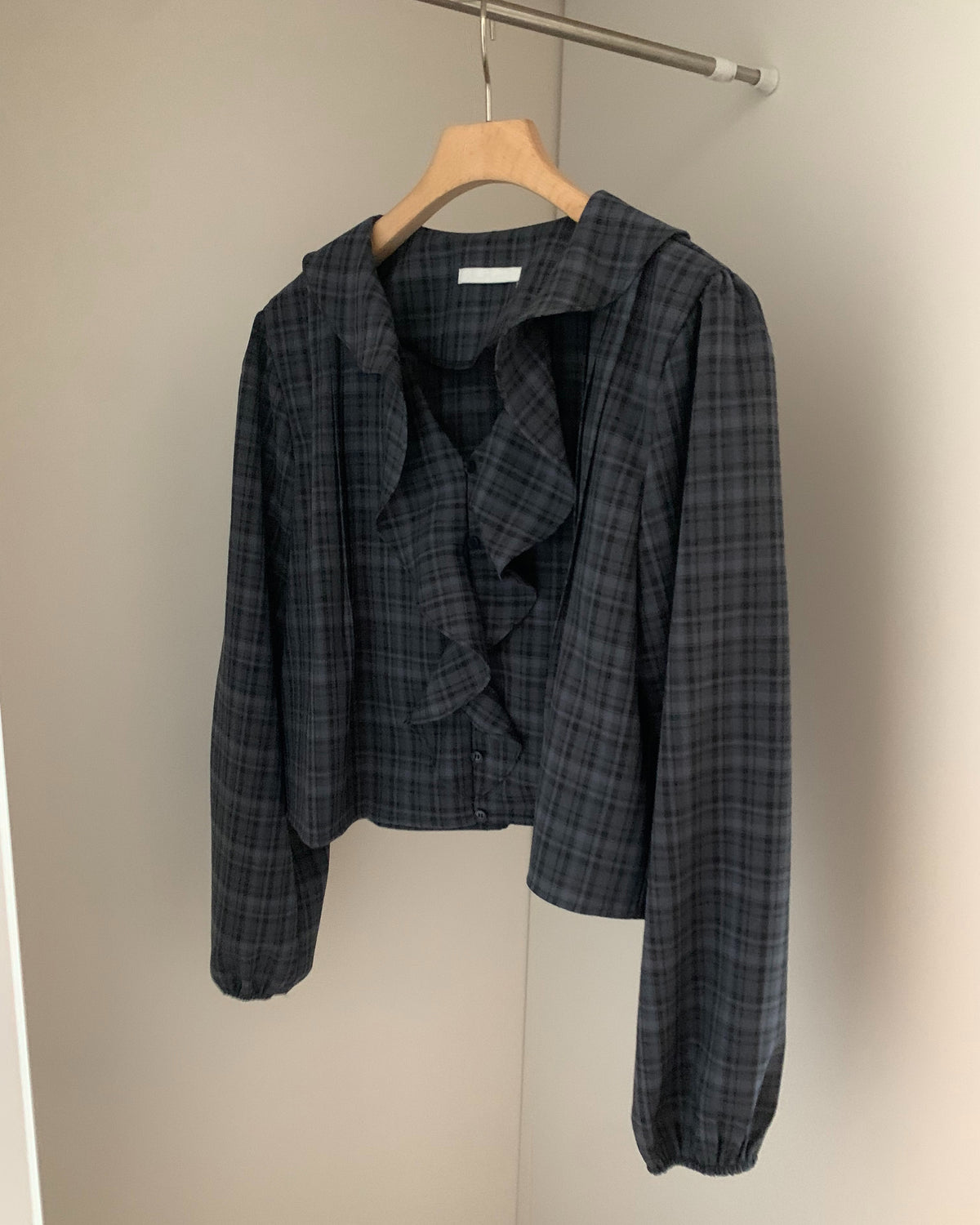 Vintage Check Ruffle Blouse