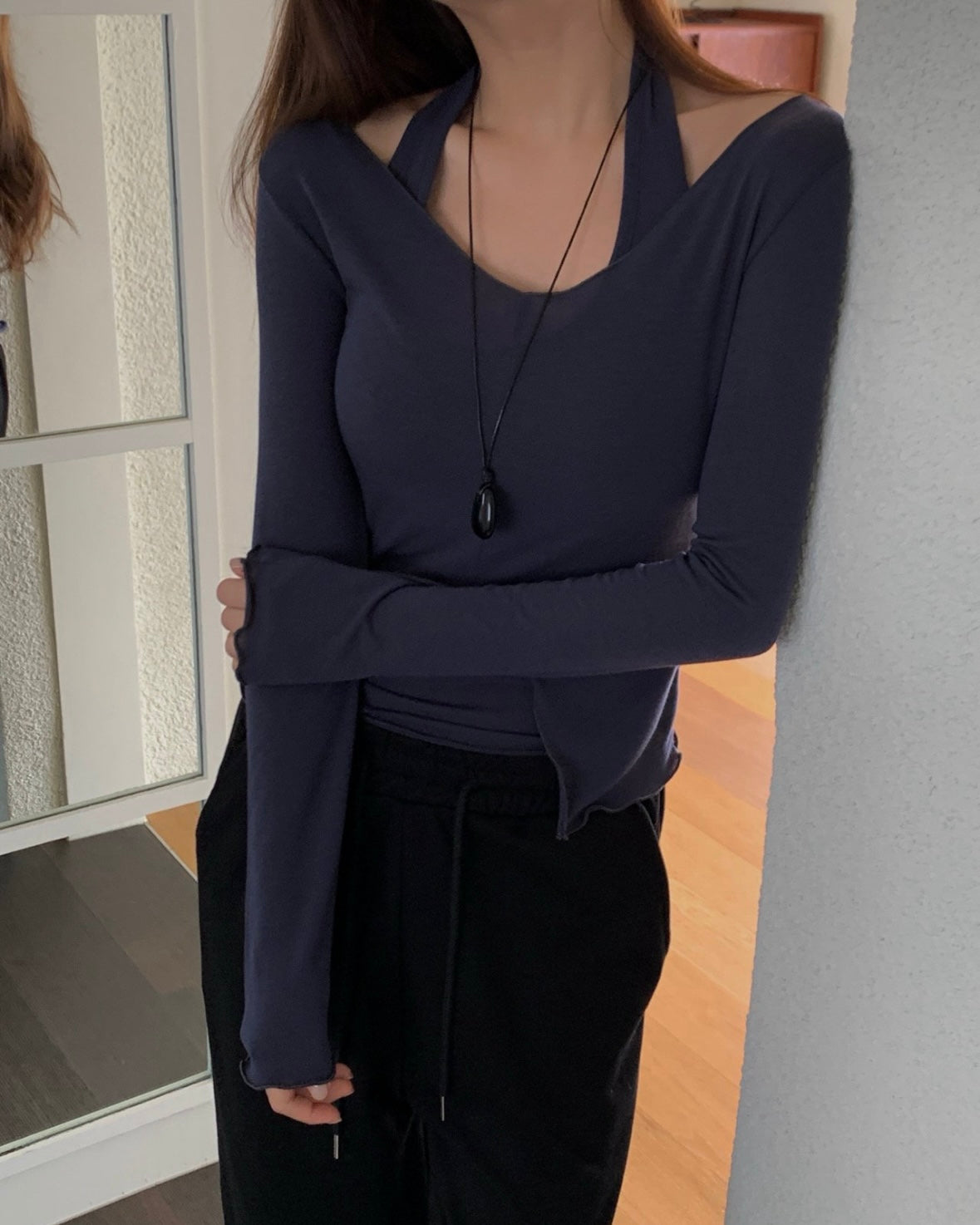 Layered Halter Long Sleeve Set