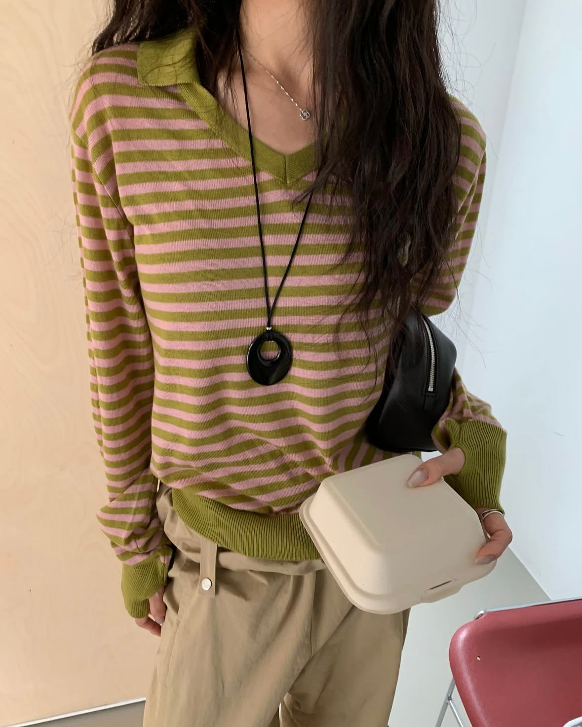 Soft Stripe Collar Knit