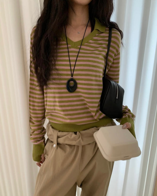 Soft Stripe Collar Knit