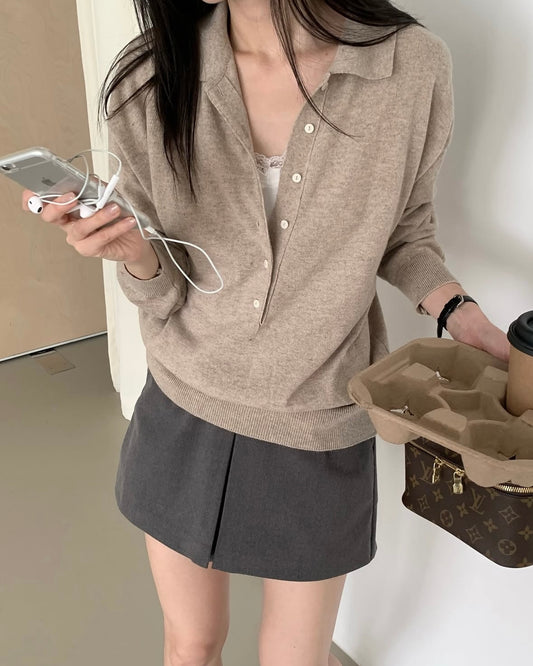Relaxed Polo Knit