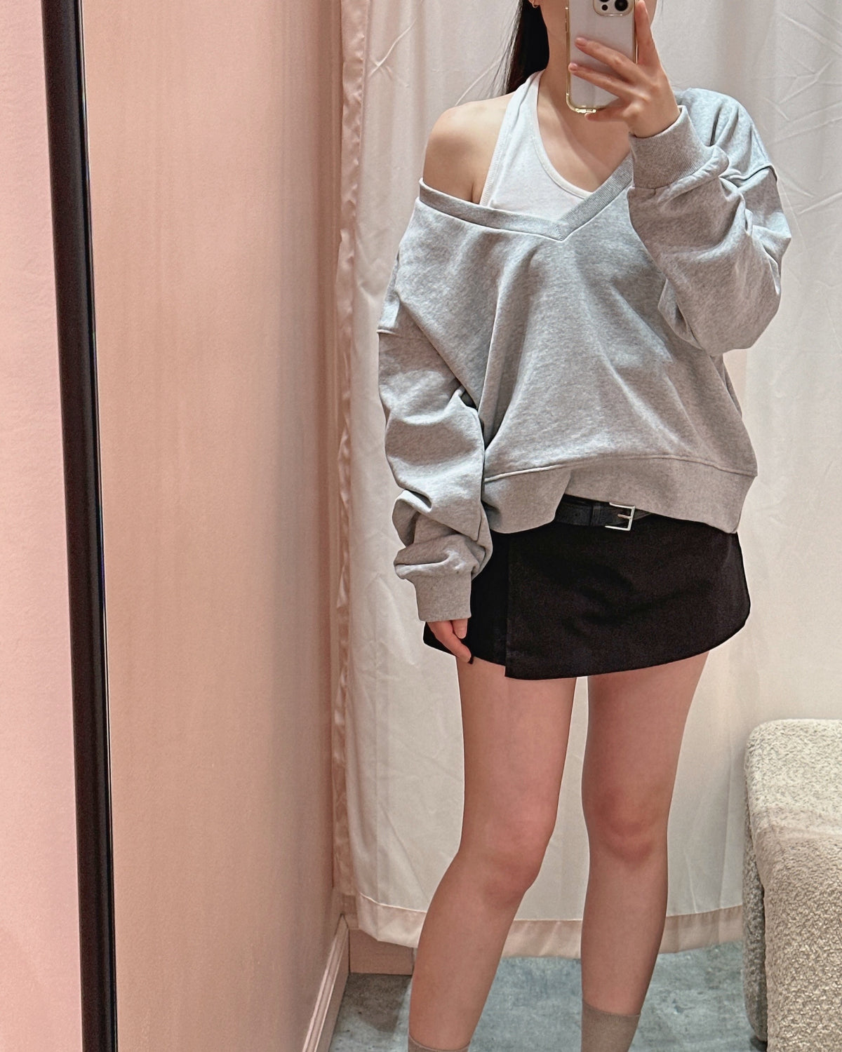 Relaxed Deep V-Neck Pullover