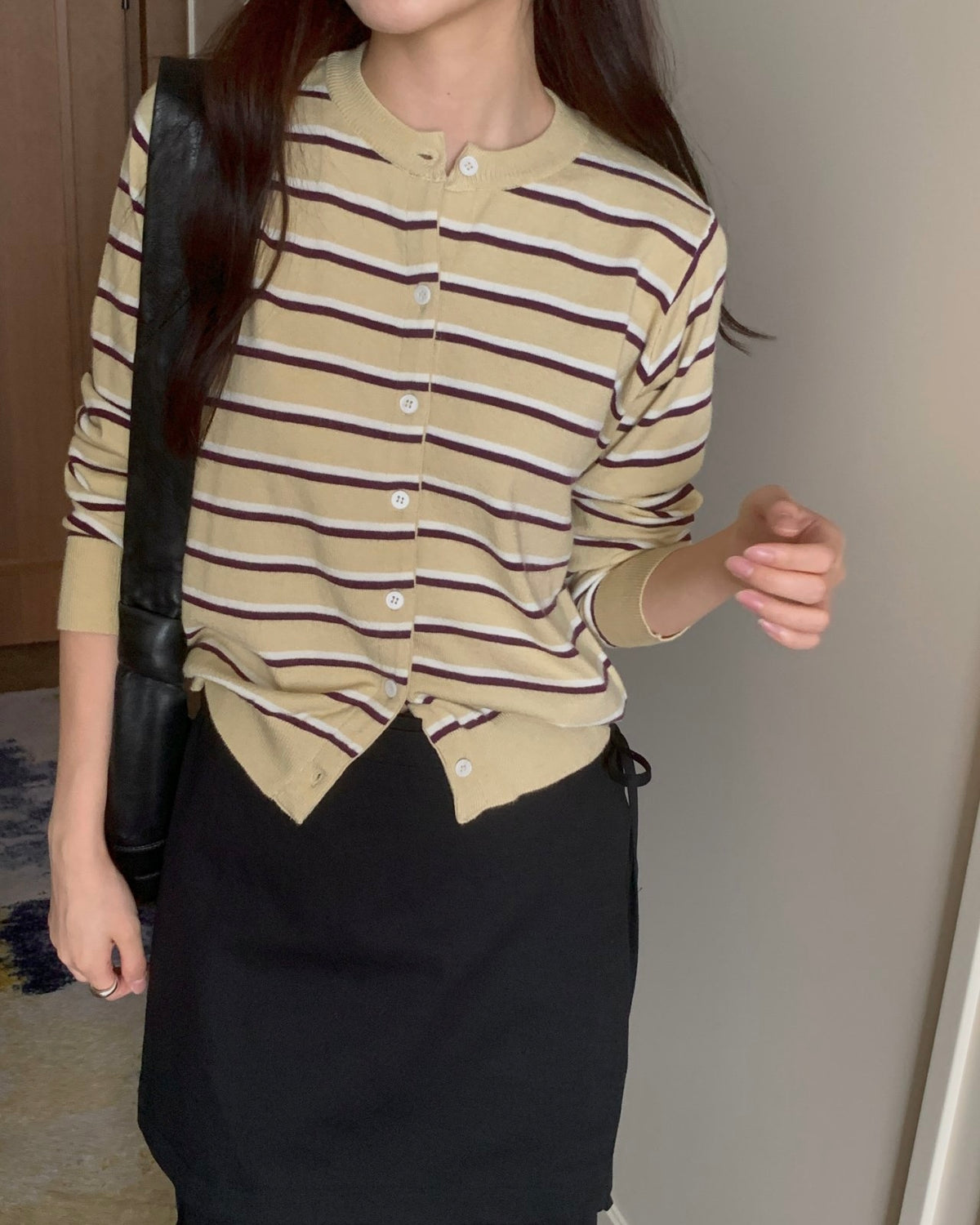 Striped Crewneck Cardigan