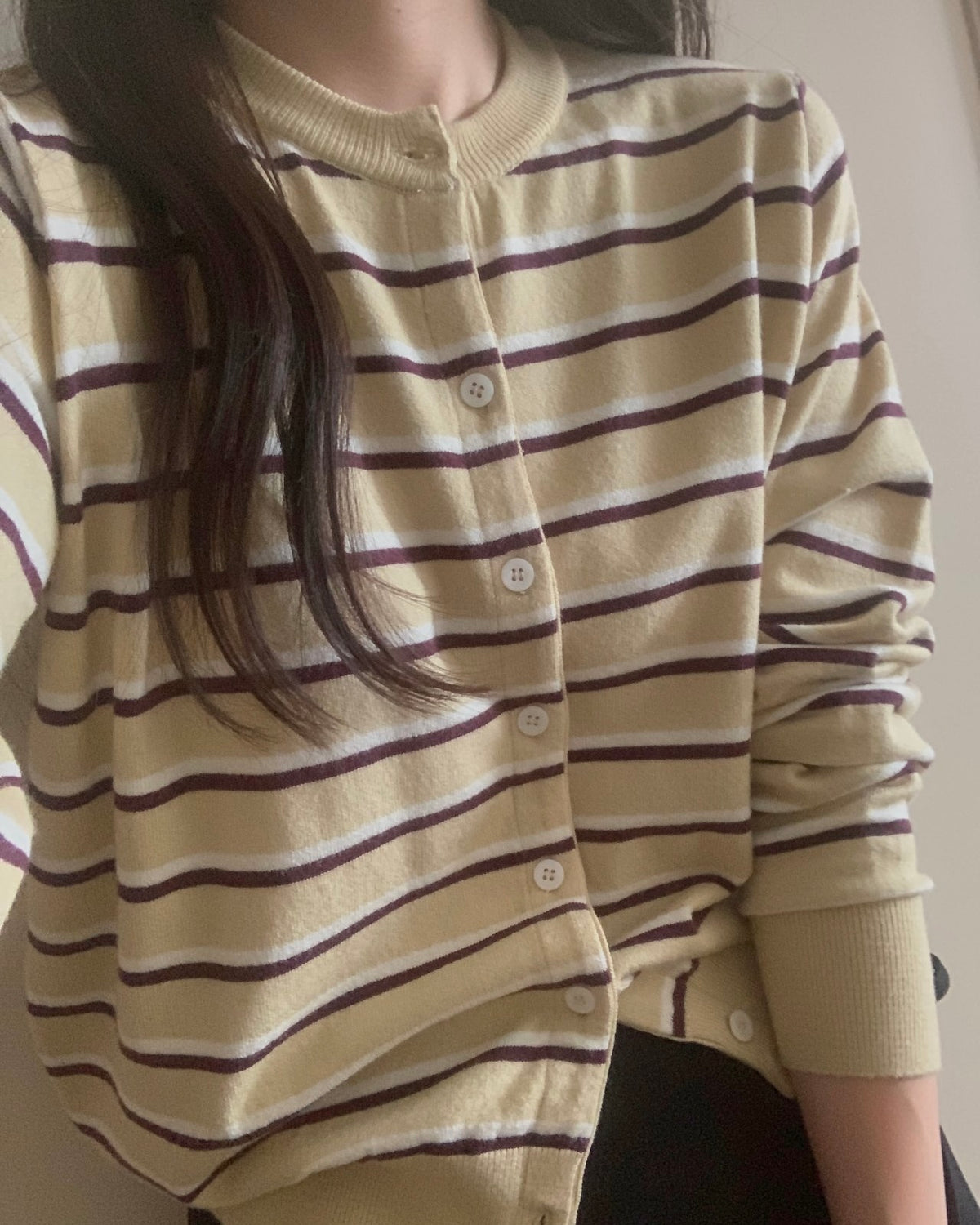 Striped Crewneck Cardigan