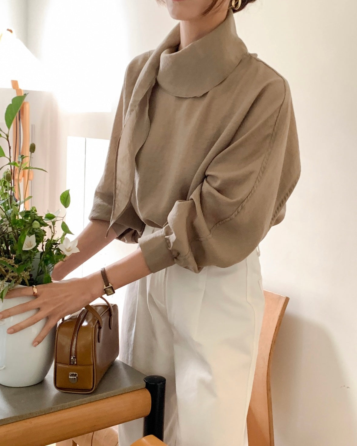 Draped Tie Blouse