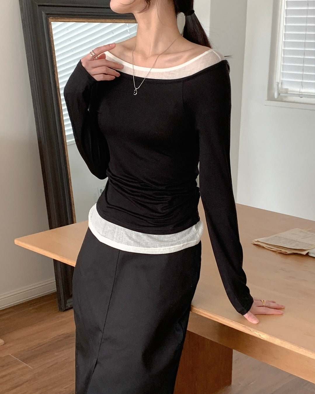 Boat Neck Layer Top