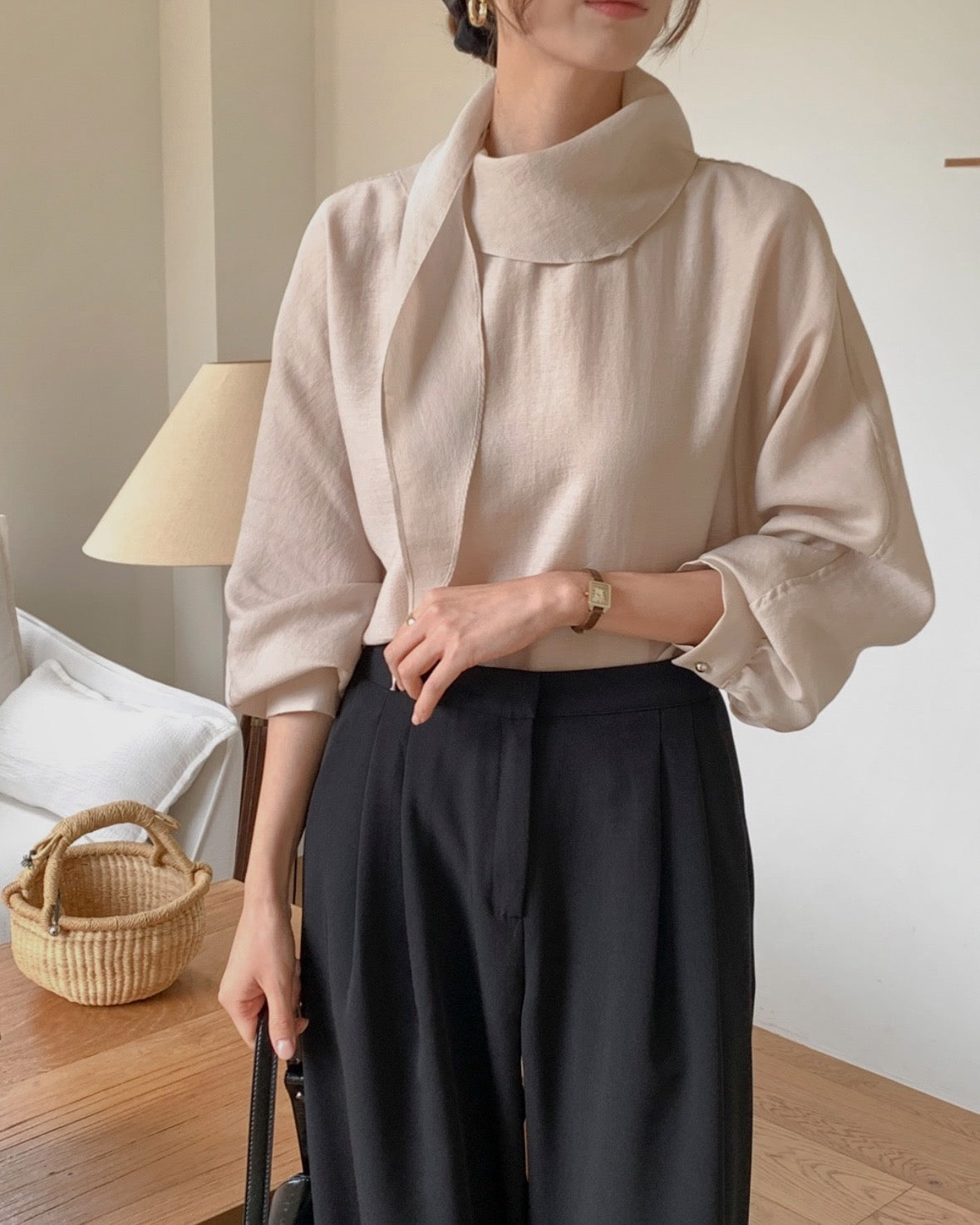 Draped Tie Blouse