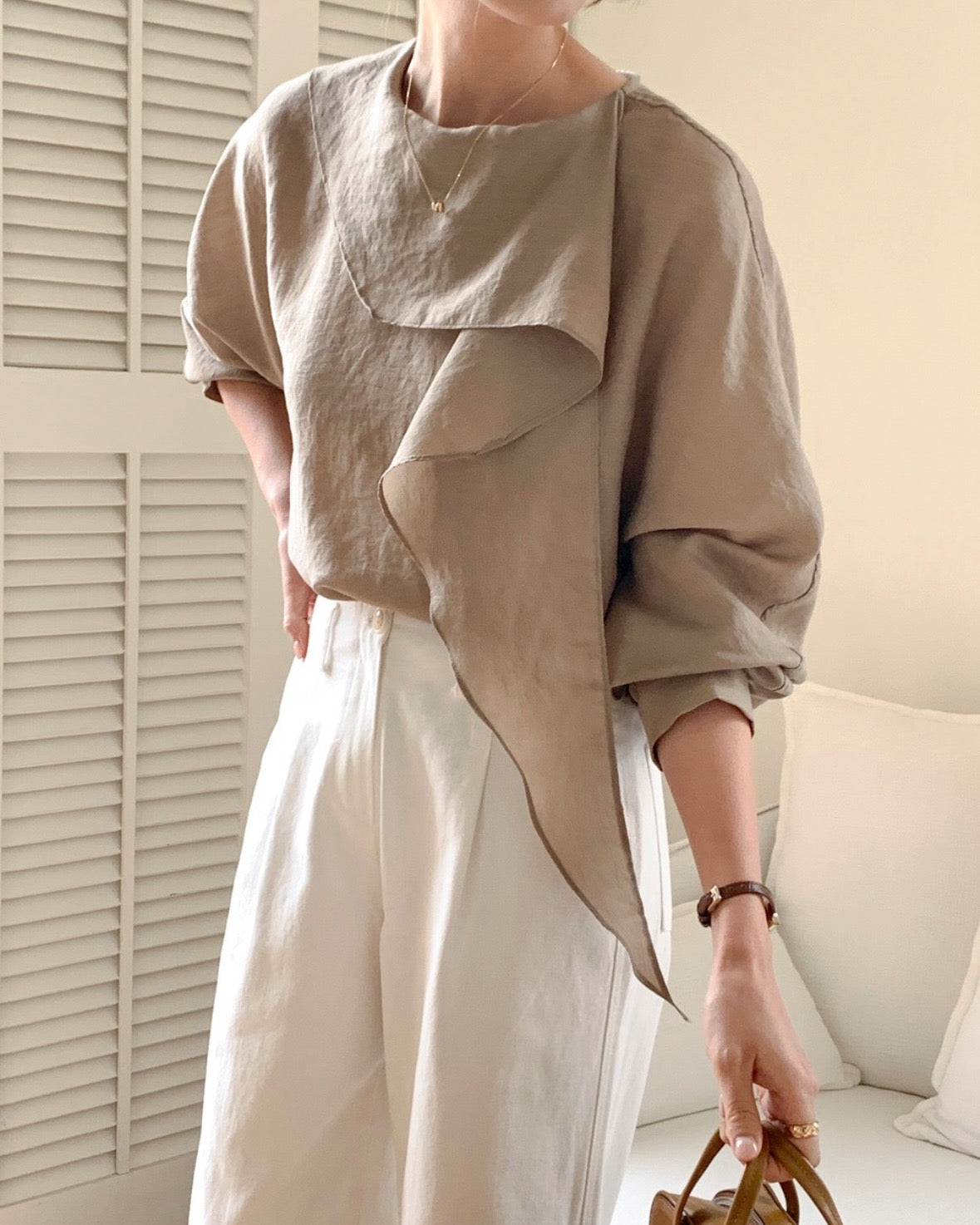 Draped Tie Blouse