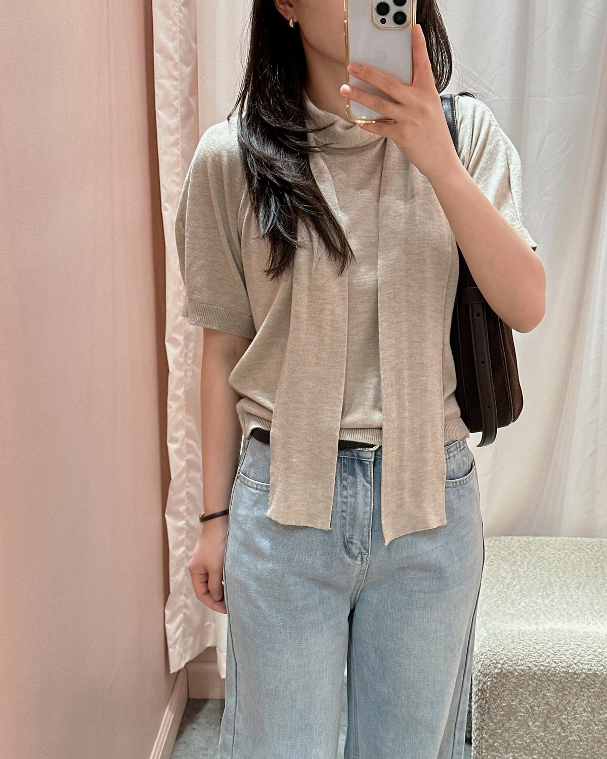 Scarf Mock Neck Knit