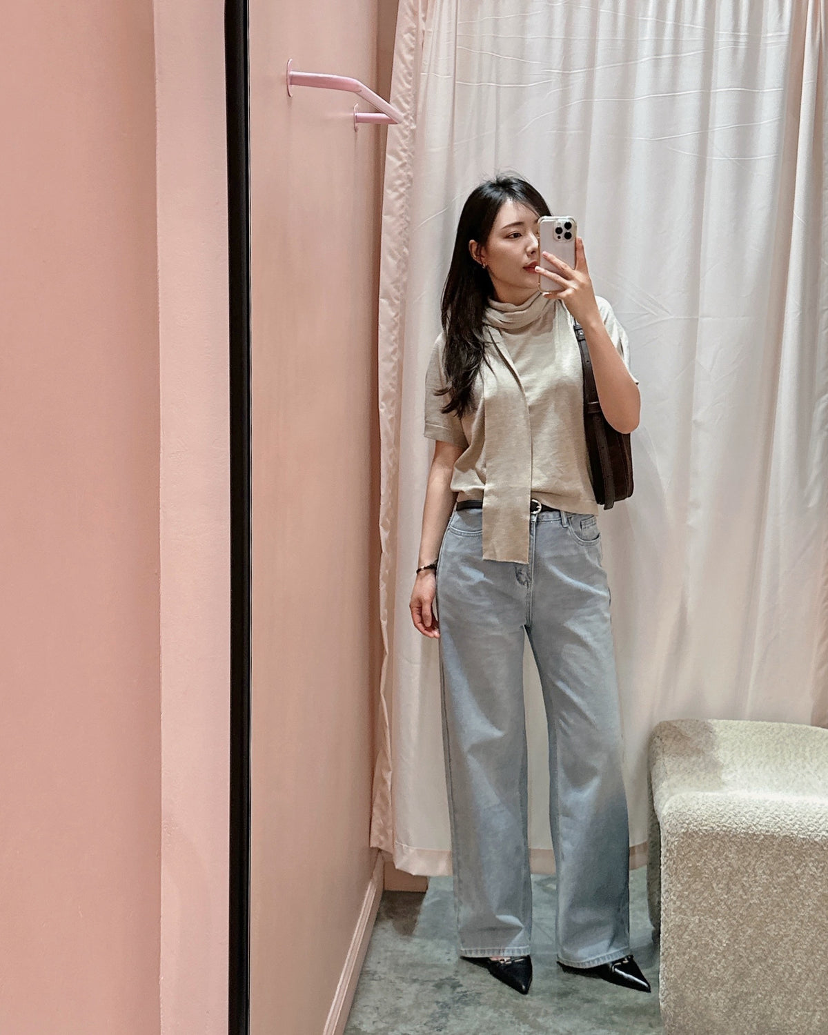 Scarf Mock Neck Knit