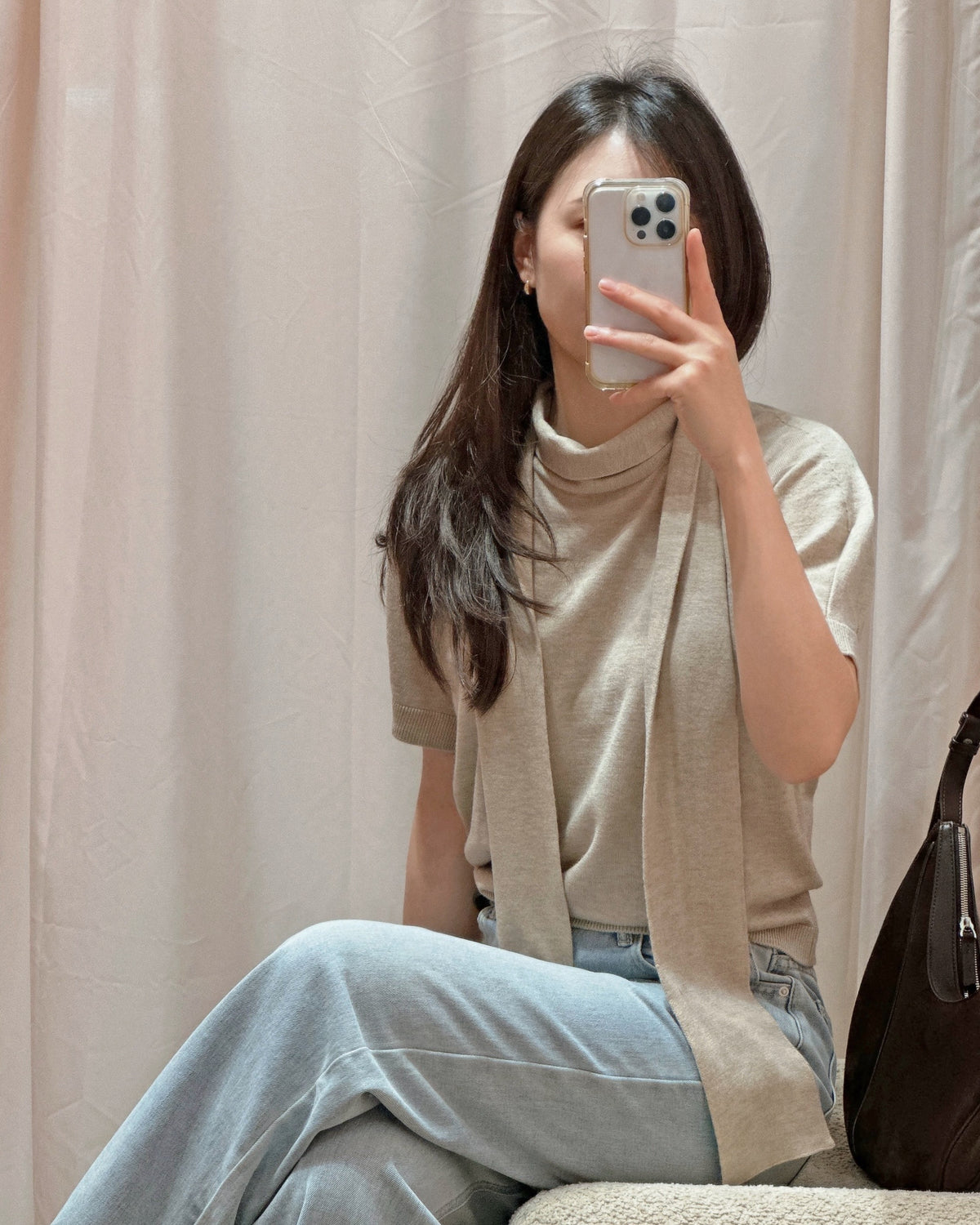 Scarf Mock Neck Knit