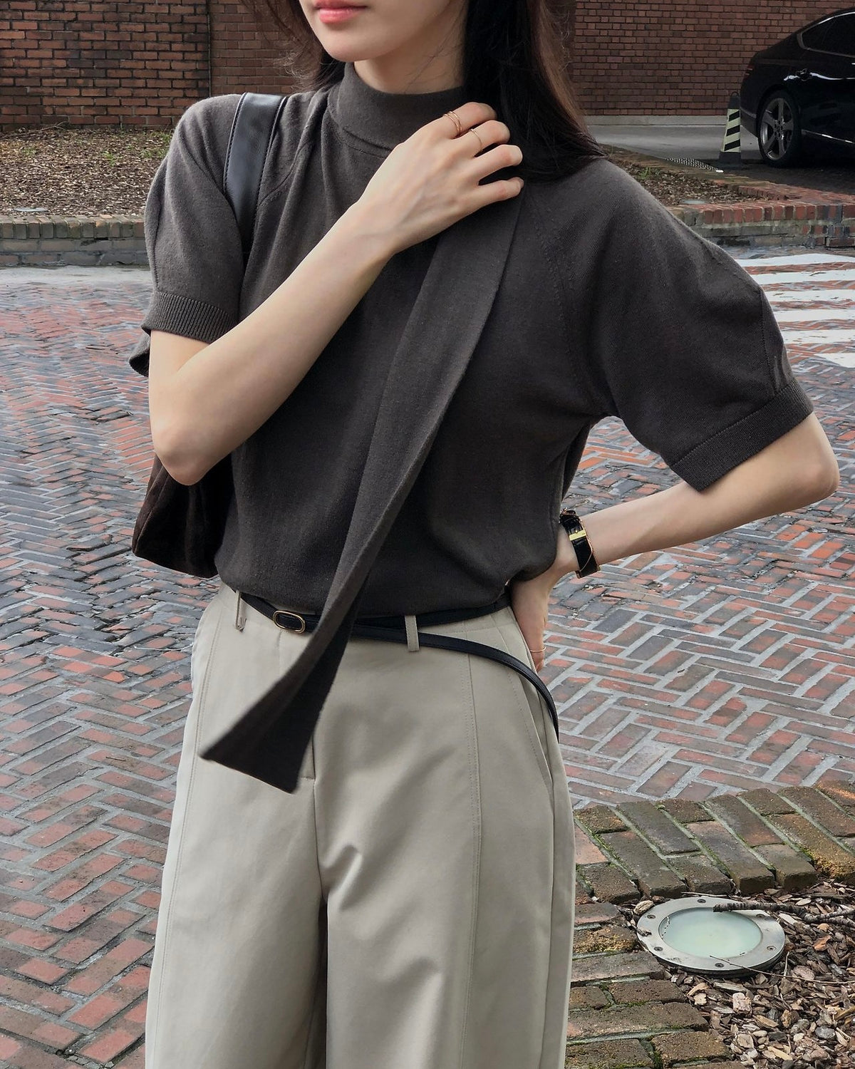 Scarf Mock Neck Knit
