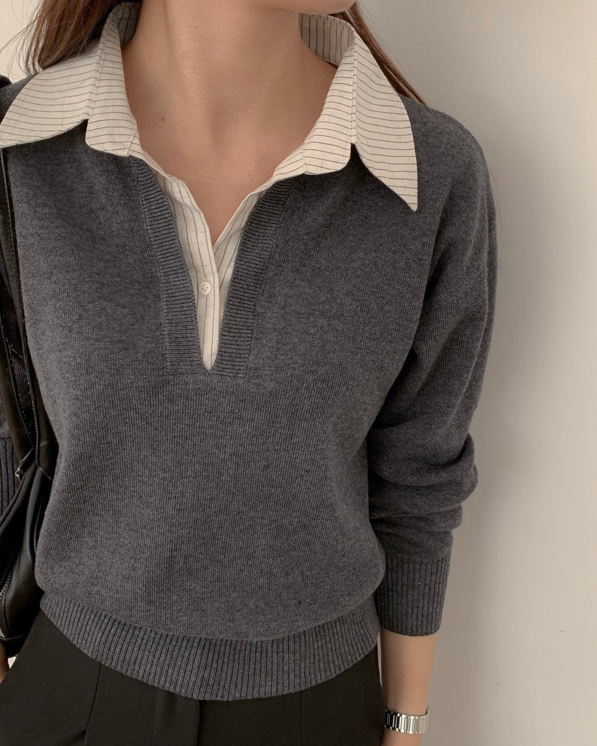 Shirt Collar Wool Knit