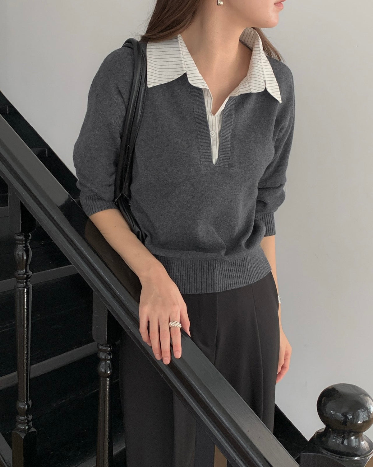 Shirt Collar Wool Knit