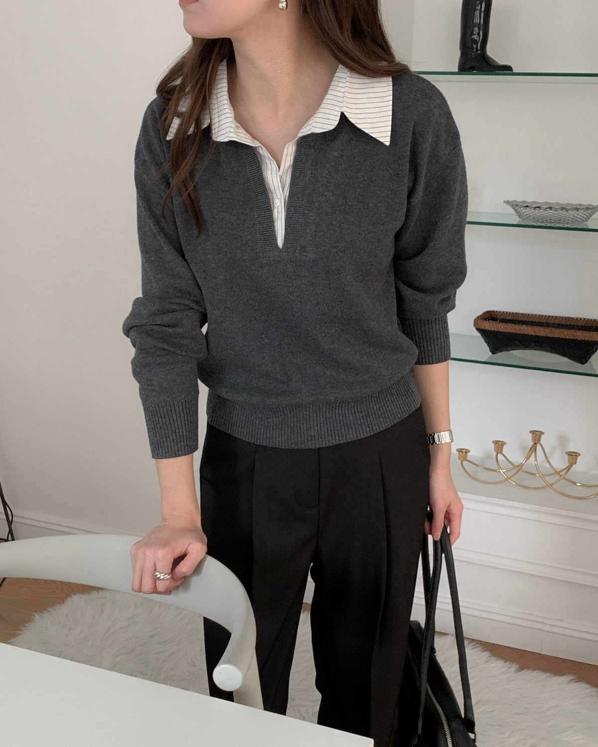 Shirt Collar Wool Knit