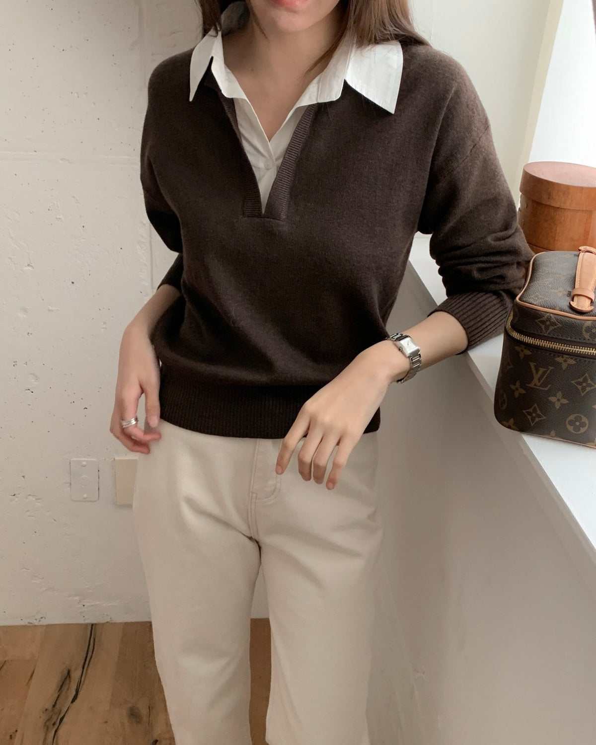 Shirt Collar Wool Knit