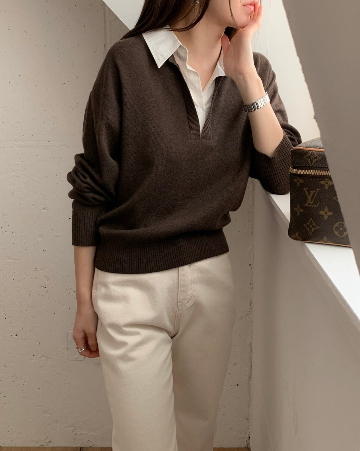 Shirt Collar Wool Knit