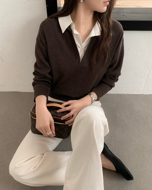 Shirt Collar Wool Knit