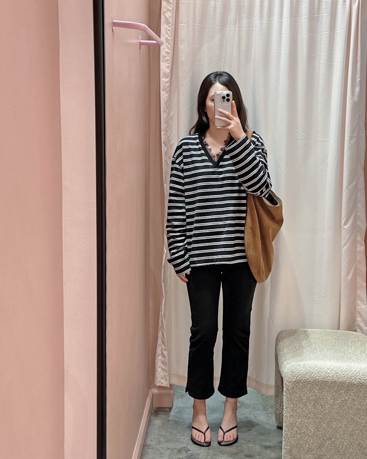 Lace Trim Stripe Top