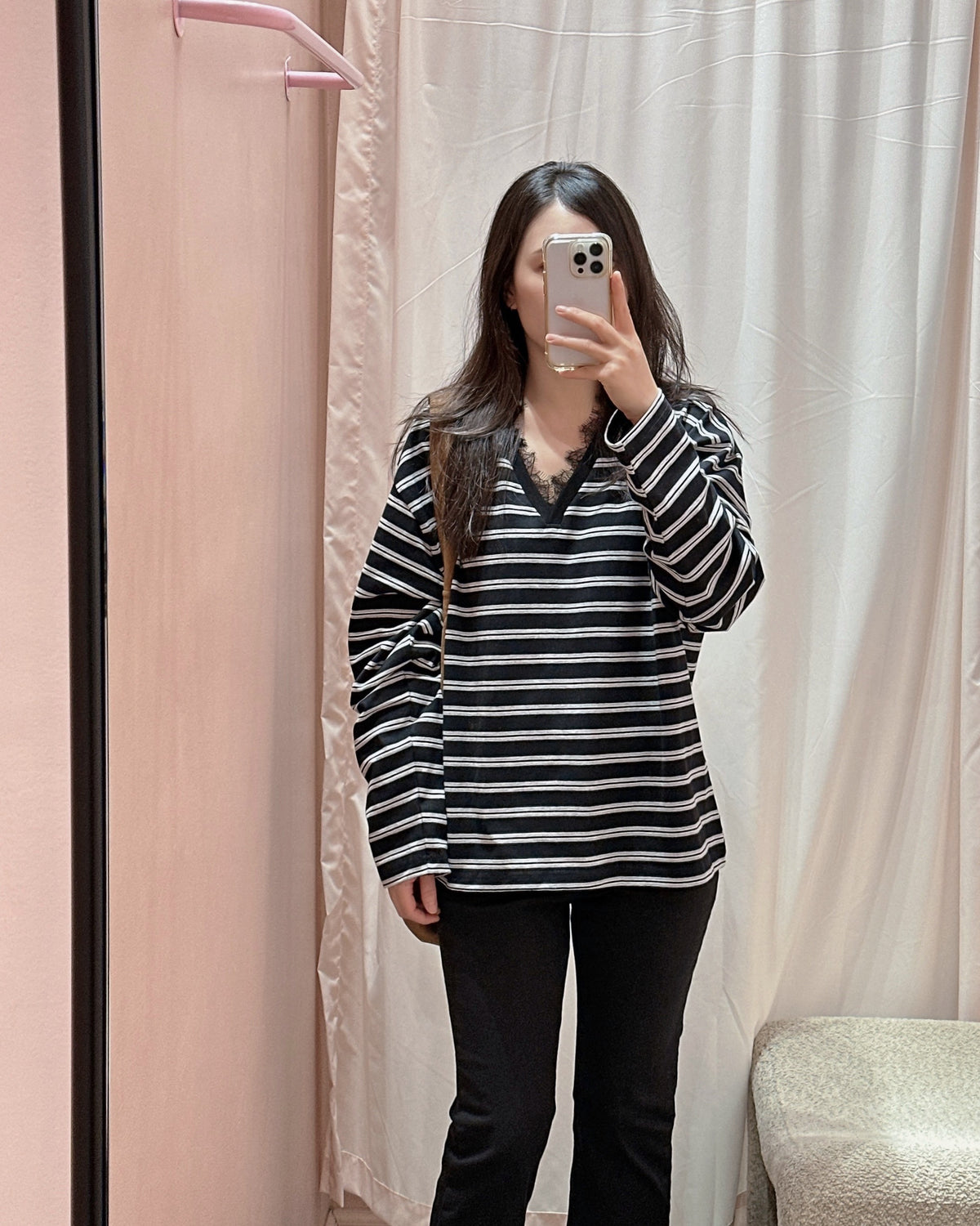 Lace Trim Stripe Top