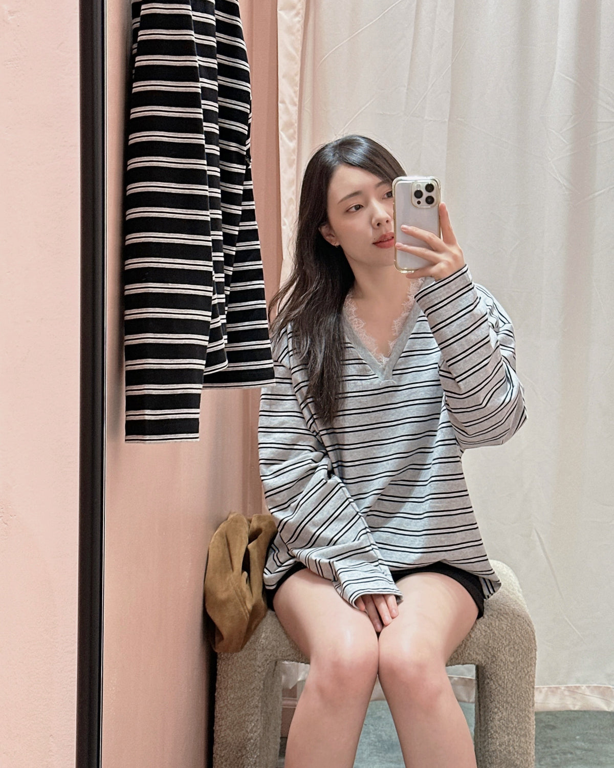 Lace Trim Stripe Top